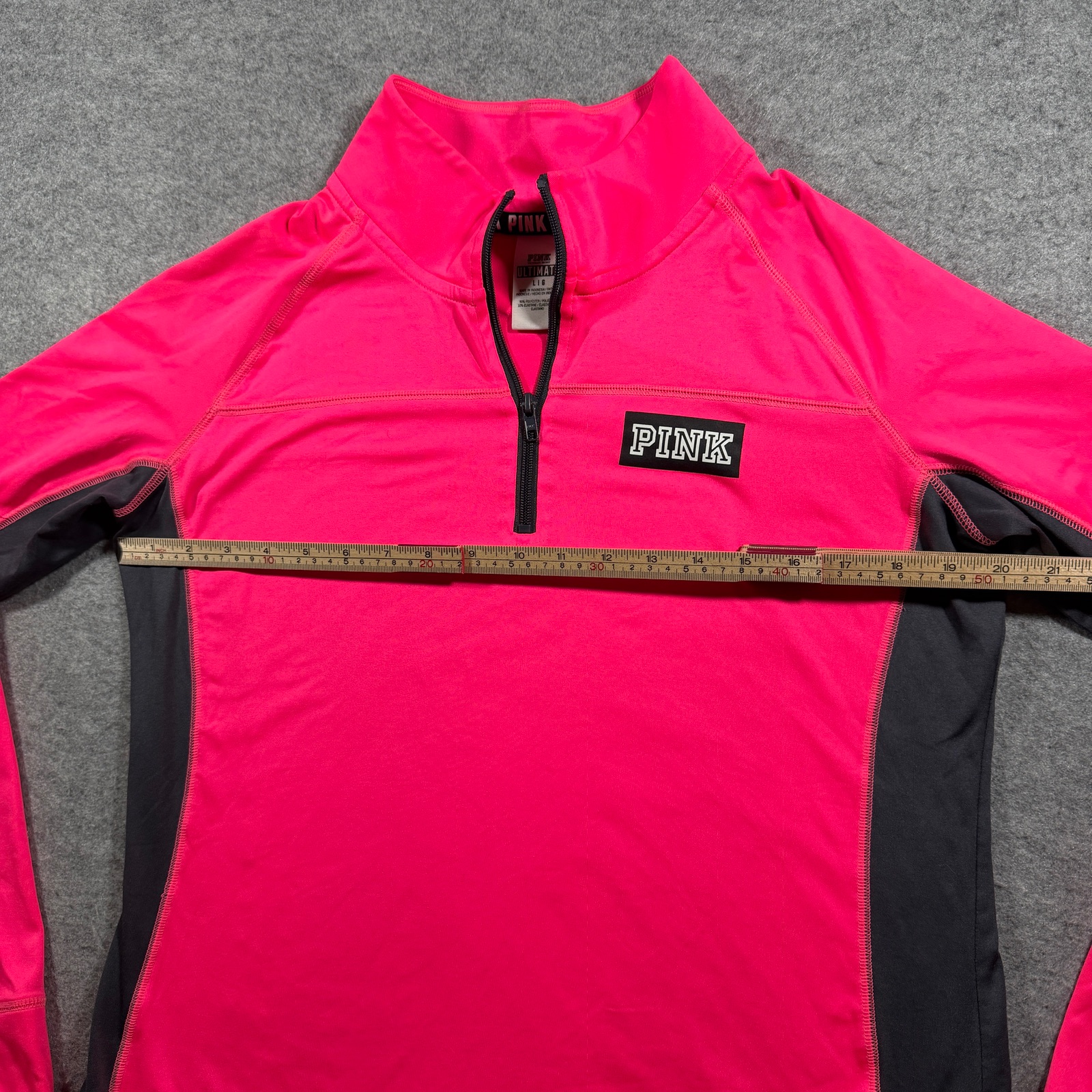 PINK Victoria's Secret Ultimate Quarter Zip Pullover Womens L Pink Black thumbnail 6