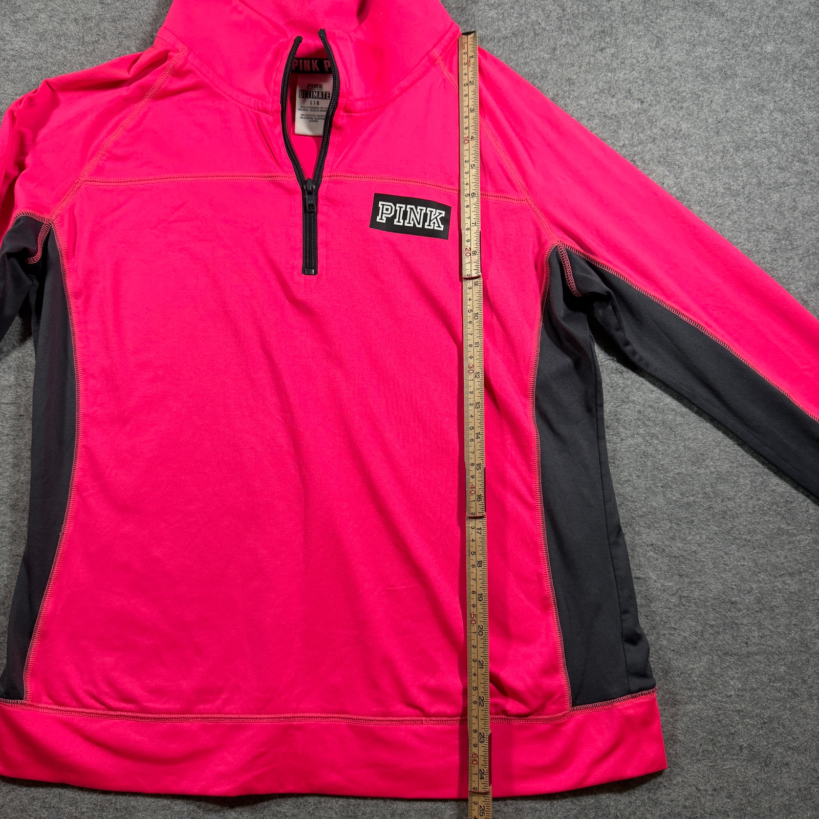 PINK Victoria's Secret Ultimate Quarter Zip Pullover Womens L Pink Black thumbnail 7