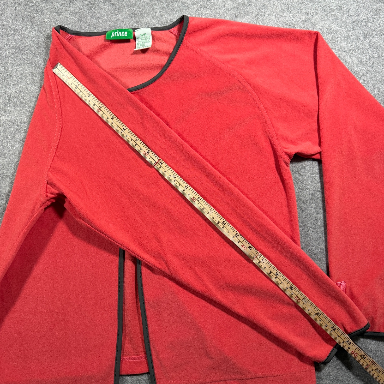 Vintage Prince Tennis Cardigan Womens M Red Velour One Button Athletic Warm Up thumbnail 7