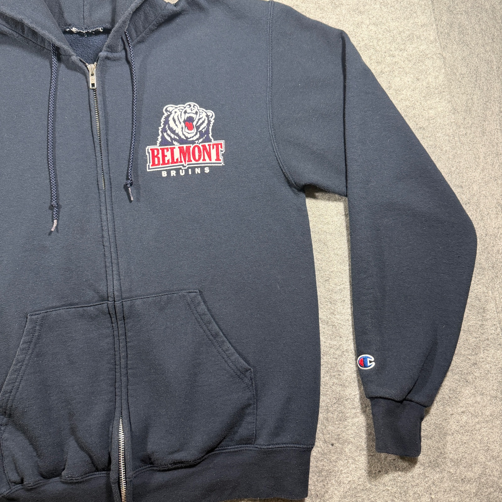 Champion Full Zip Hoodie Mens M Navy Belmont Bruins NCAA Embroidered Logo Fleece thumbnail 3