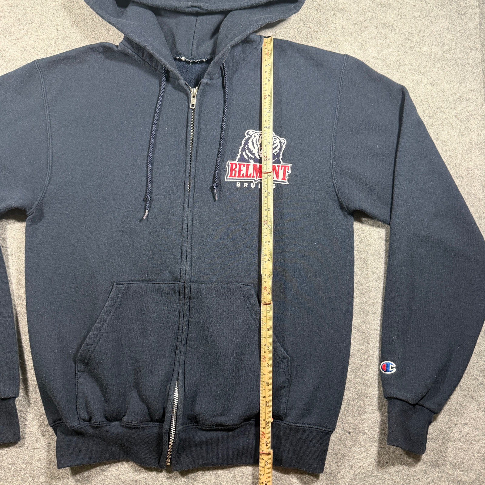 Champion Full Zip Hoodie Mens M Navy Belmont Bruins NCAA Embroidered Logo Fleece thumbnail 4