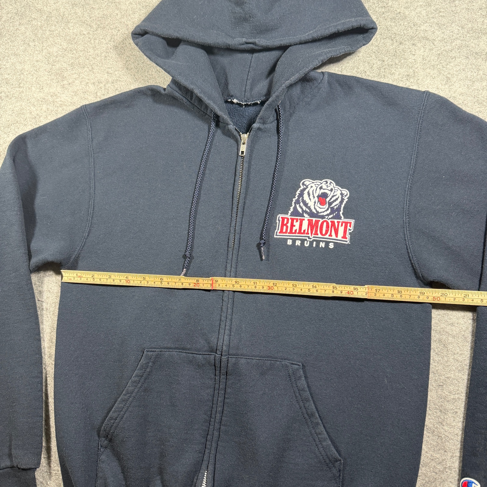 Champion Full Zip Hoodie Mens M Navy Belmont Bruins NCAA Embroidered Logo Fleece thumbnail 5