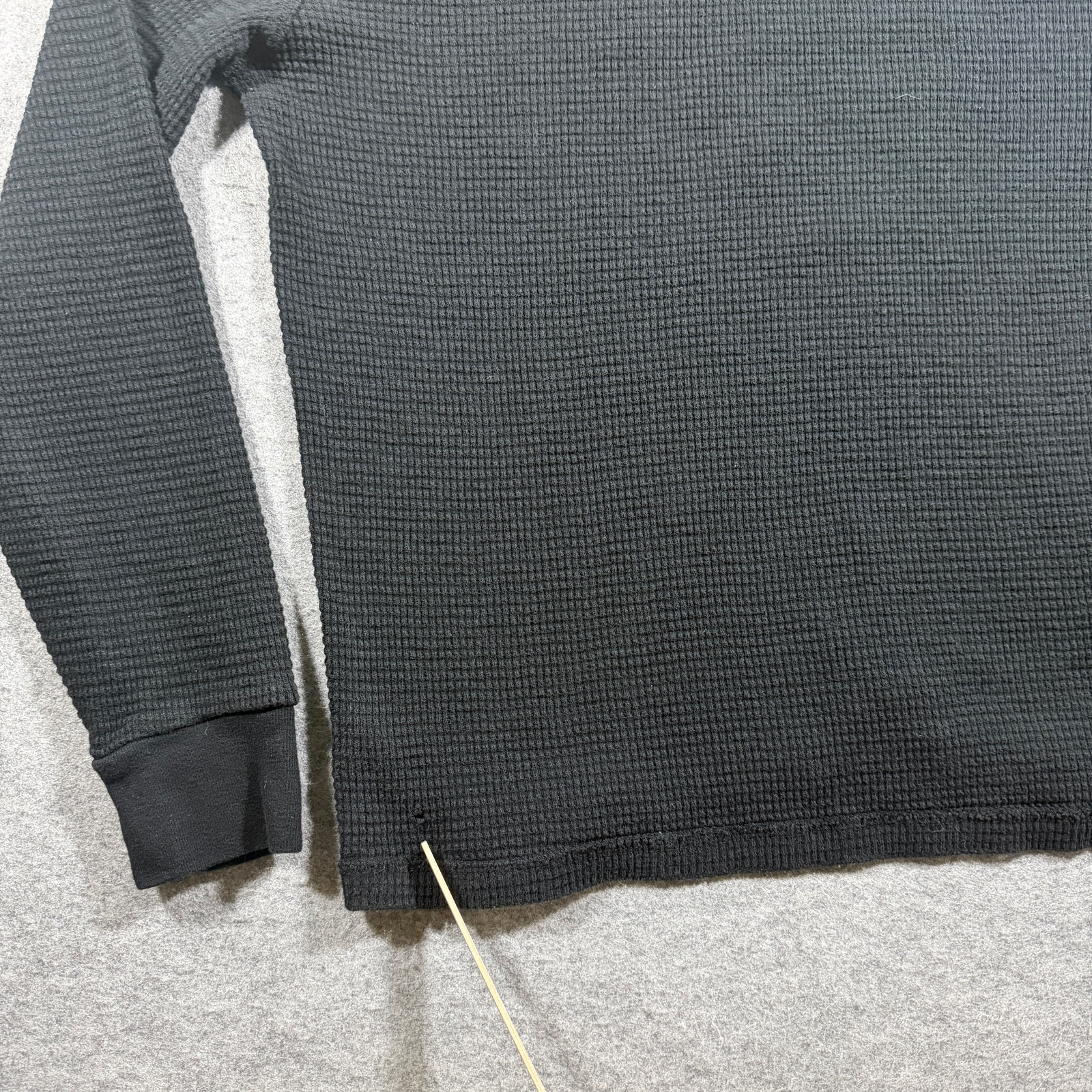 Vintage 90s Polo Ralph Lauren Hooded Thermal Shirt Womens L Black Waffle Knit thumbnail 5