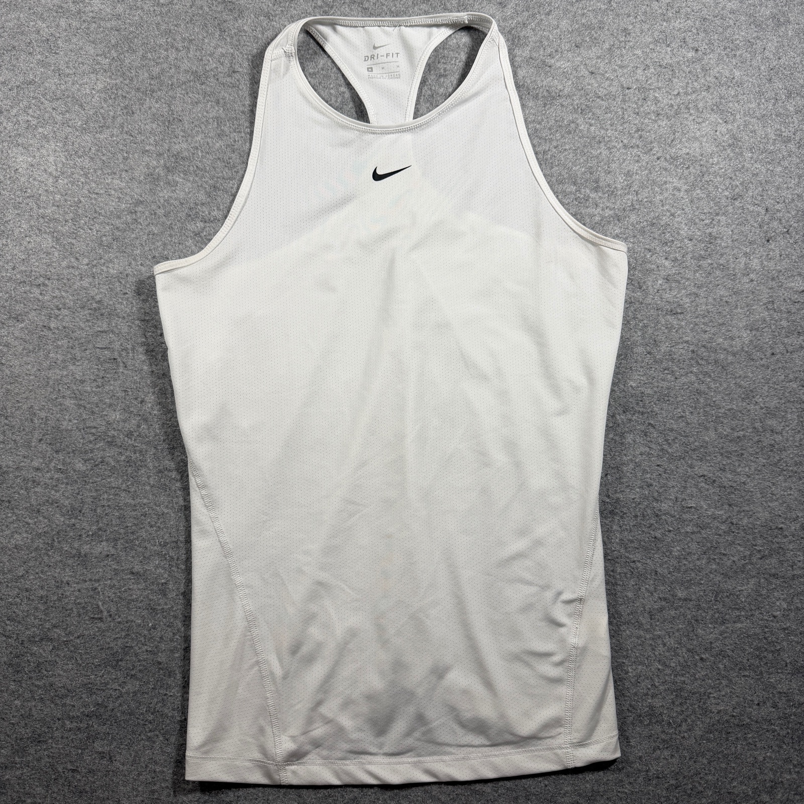 Nike Dri-FIT Tank Top Womens M White Racerback Athletic Stretch Workout Running