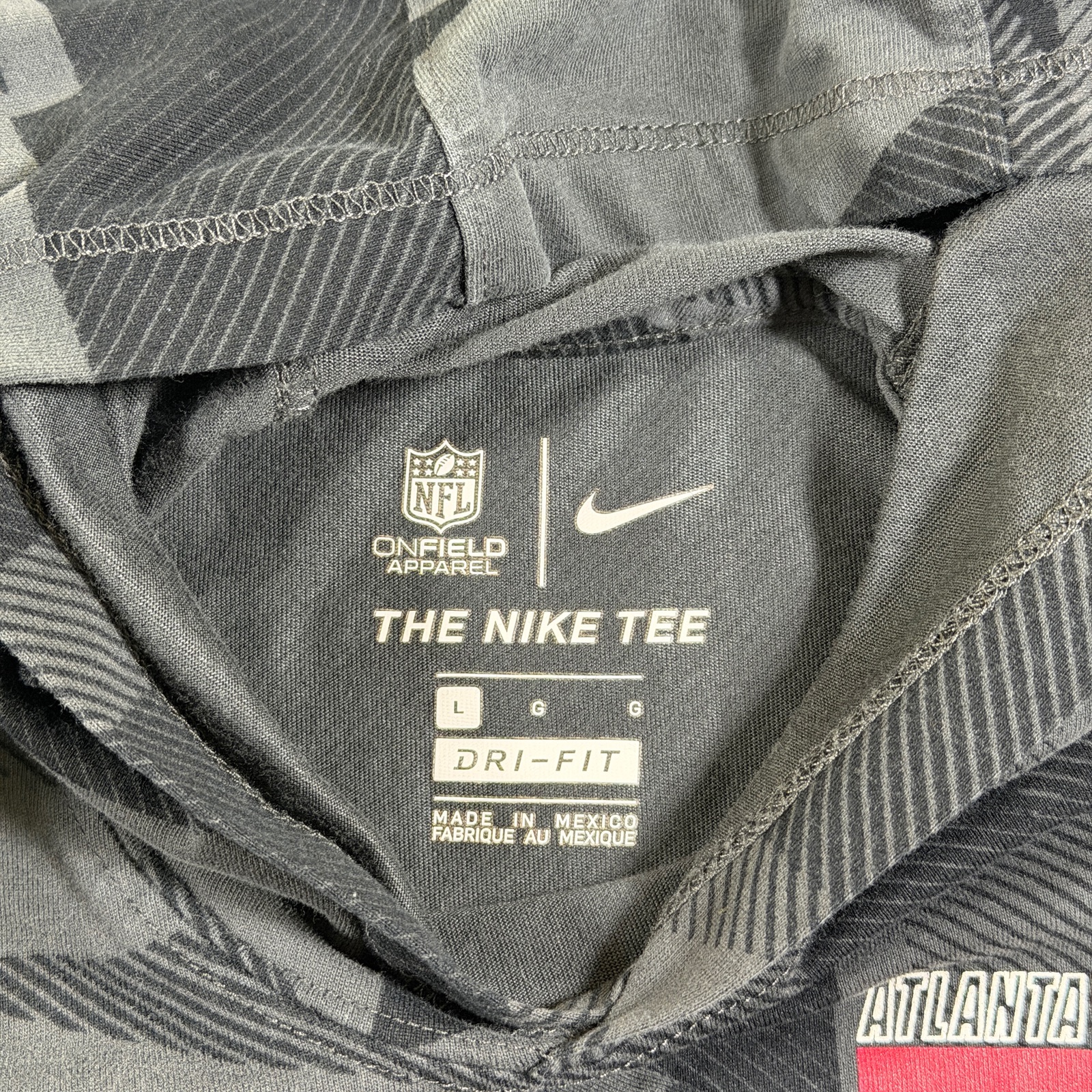 Nike Atlanta Falcons Hoodie Mens L Black Gray Camo Lightweight Dri-Fit Pullover thumbnail 5