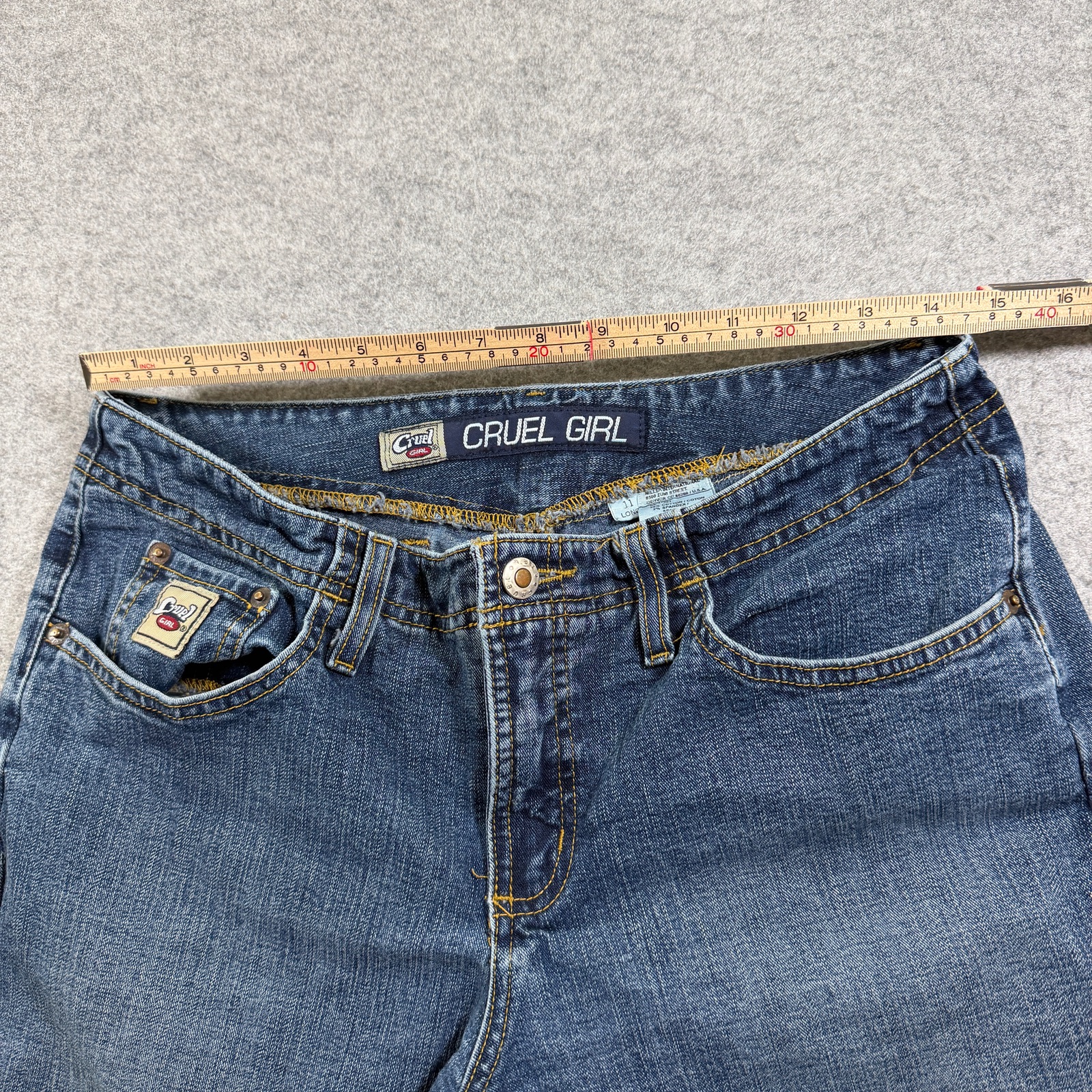 Cruel Girl Bootcut Jeans Womens 11 Long Medium Dark Wash Denim Stretch Western thumbnail 7