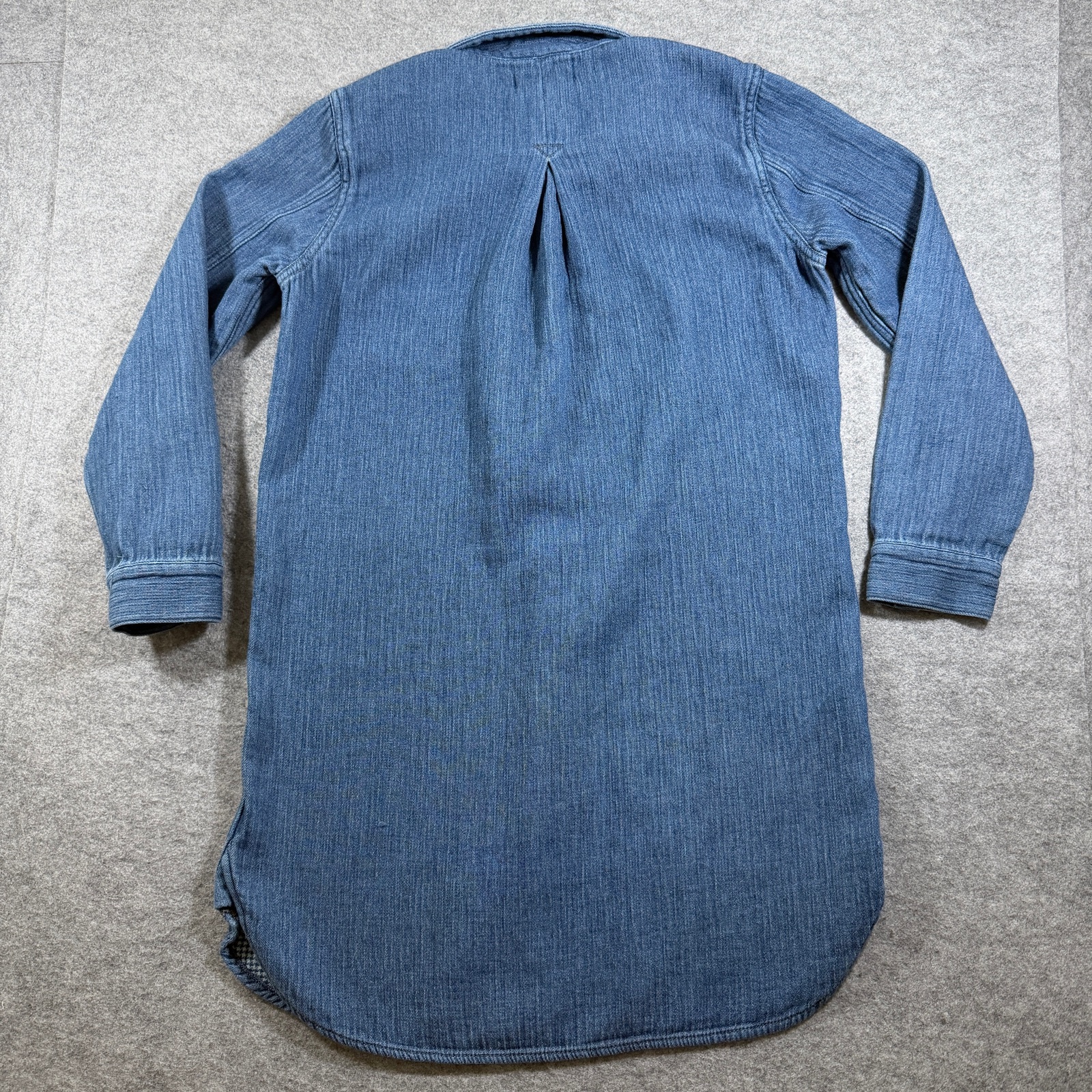 Madewell Popover Shirt Dress Womens M Denim Blue Plaid Collar Cotton Chambray thumbnail 2