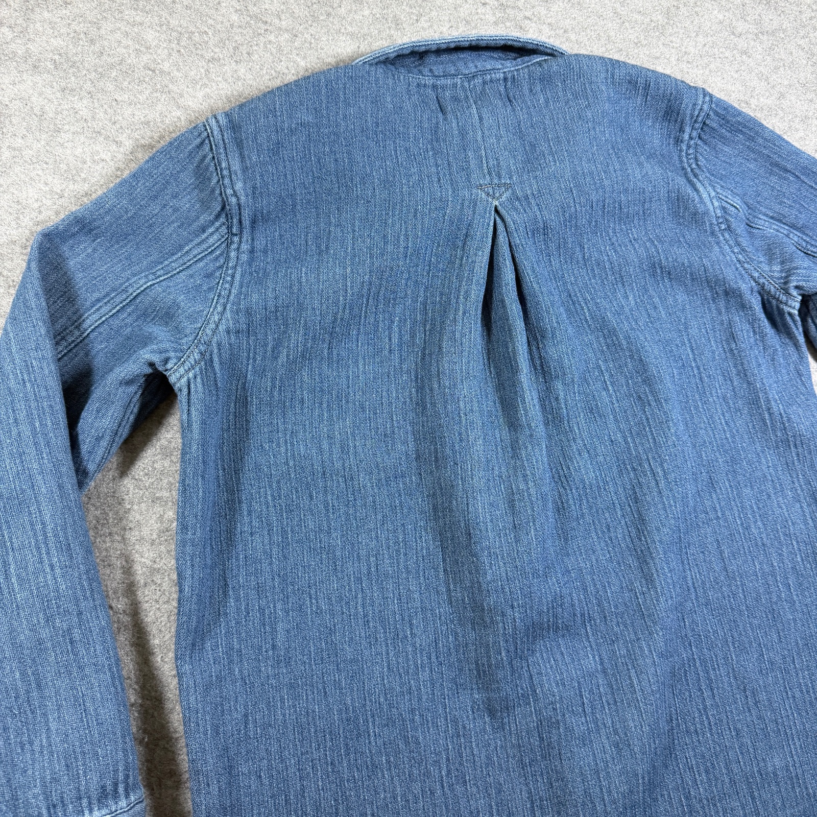 Madewell Popover Shirt Dress Womens M Denim Blue Plaid Collar Cotton Chambray thumbnail 10