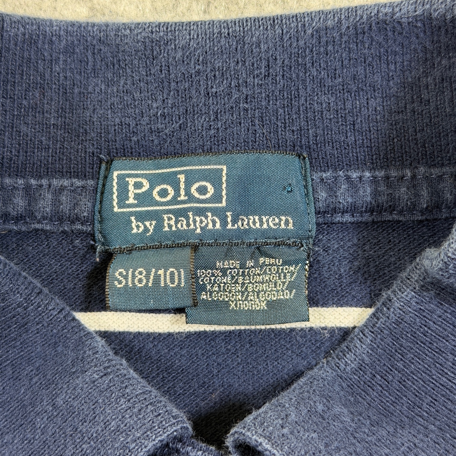 Vintage 90s Polo Ralph Lauren Polo Shirt Boys S 8/10 Navy Striped Pony Cotton thumbnail 4
