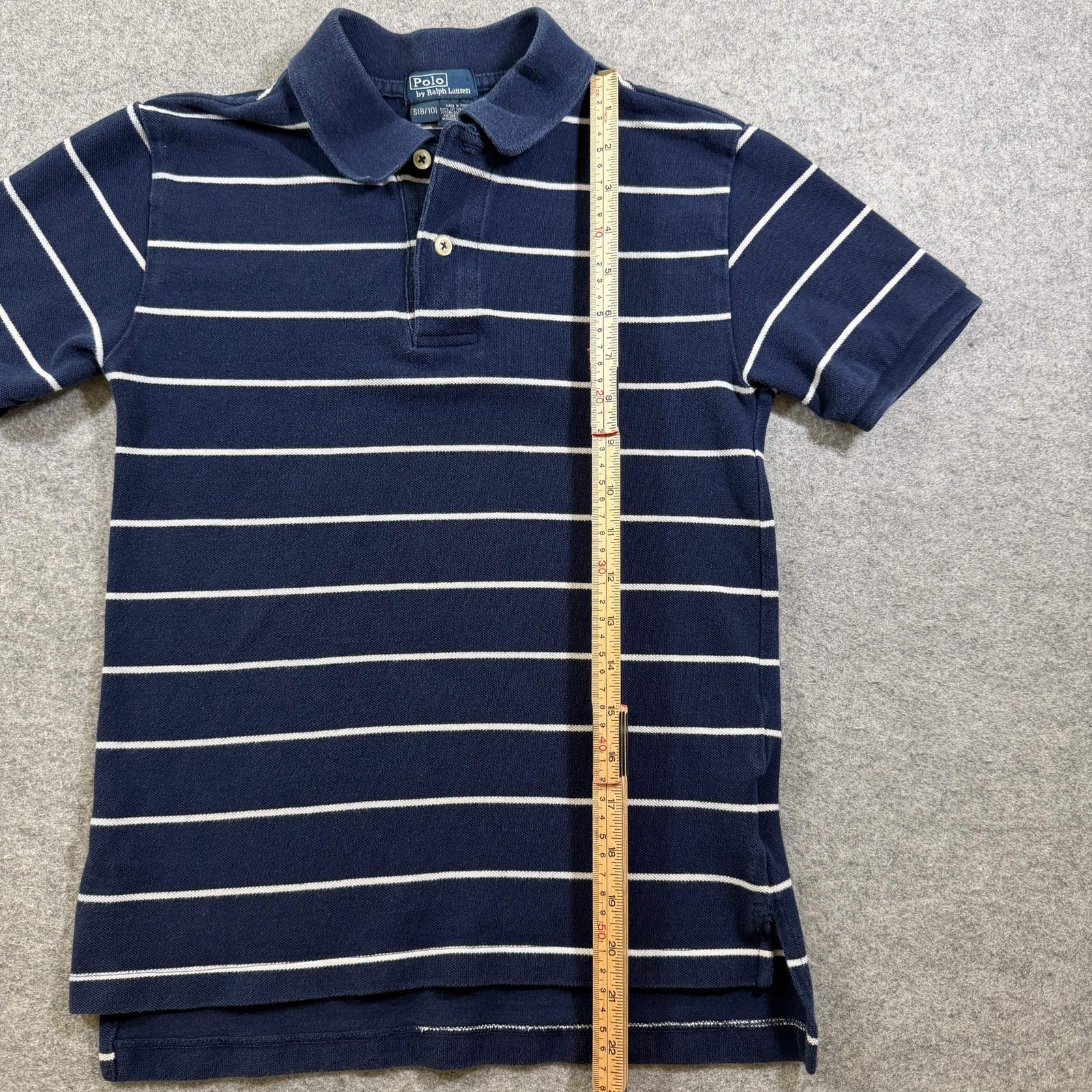 Vintage 90s Polo Ralph Lauren Polo Shirt Boys S 8/10 Navy Striped Pony Cotton thumbnail 6