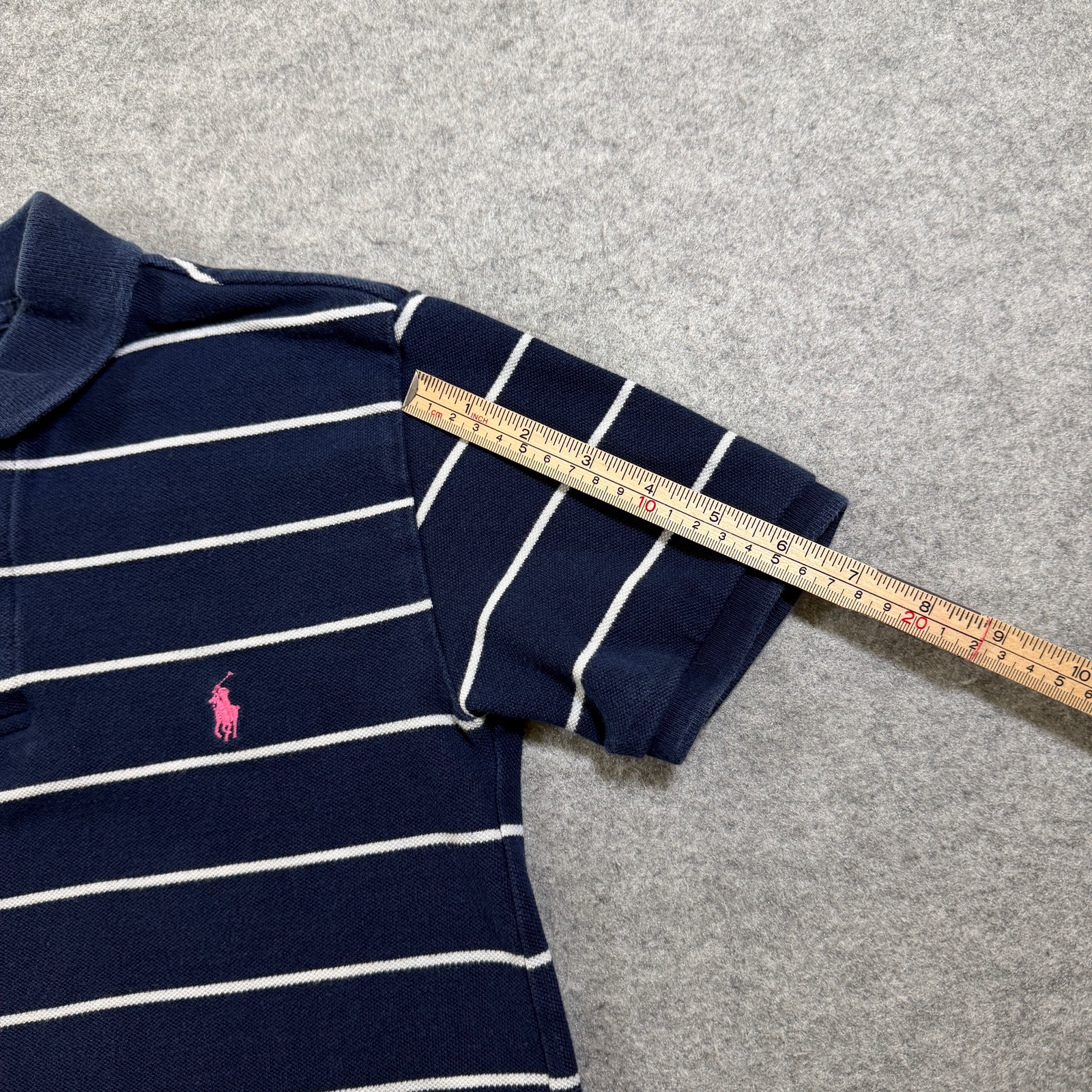 Vintage 90s Polo Ralph Lauren Polo Shirt Boys S 8/10 Navy Striped Pony Cotton thumbnail 8