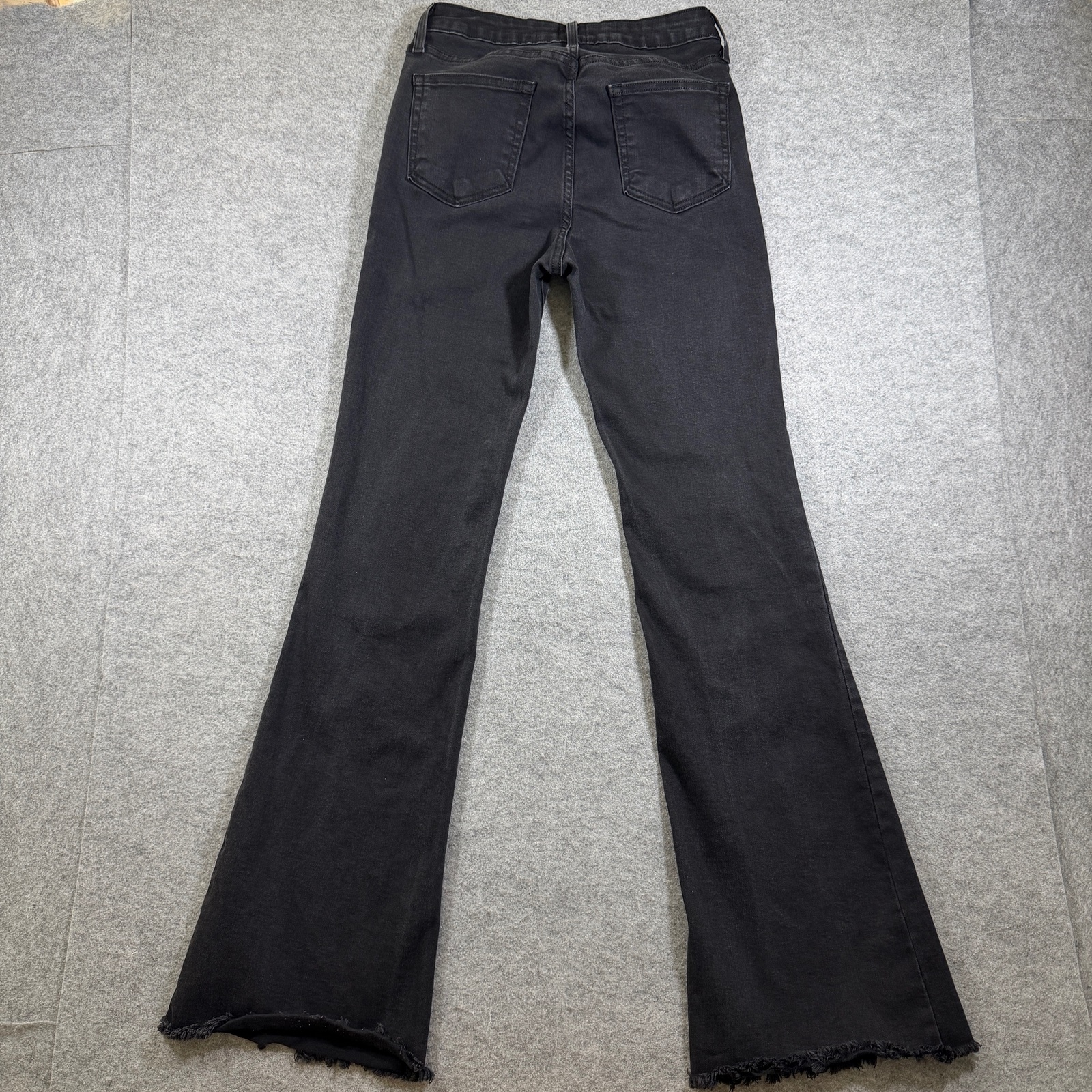 Just Black Jeans Womens 27 Black High Rise Flare Raw Frayed Hem Stretch Denim thumbnail 2