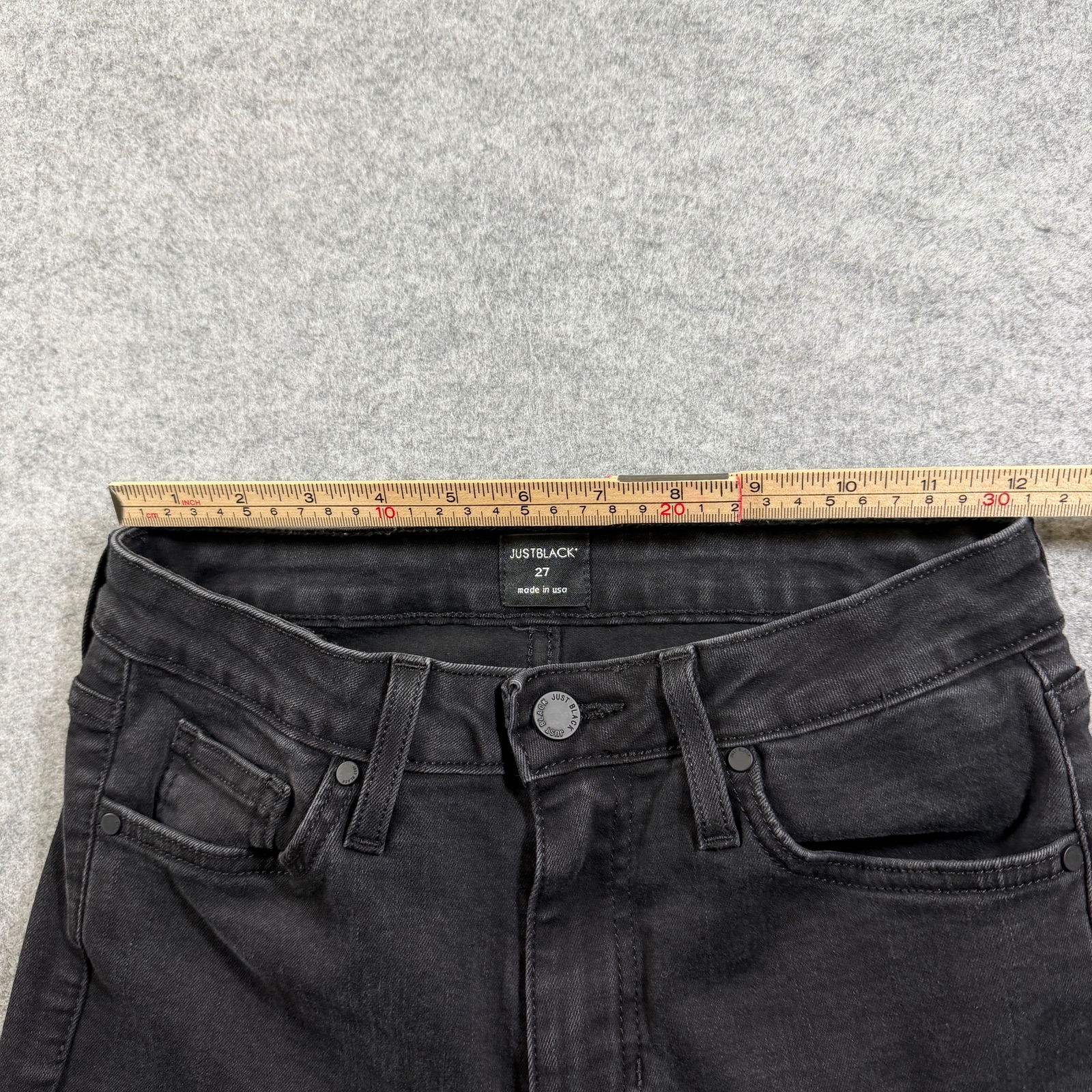 Just Black Jeans Womens 27 Black High Rise Flare Raw Frayed Hem Stretch Denim thumbnail 6