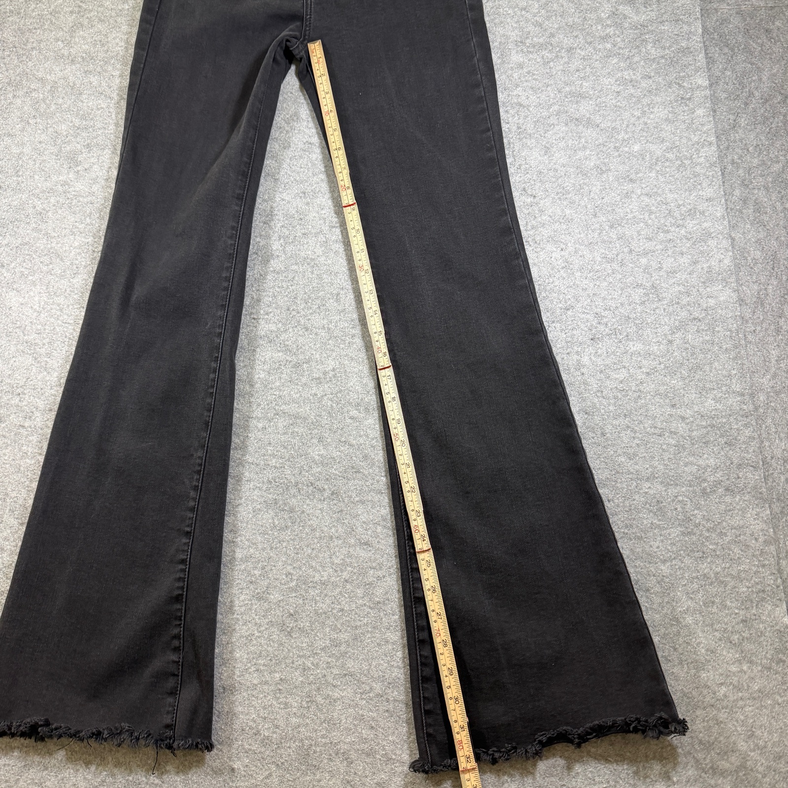 Just Black Jeans Womens 27 Black High Rise Flare Raw Frayed Hem Stretch Denim thumbnail 7