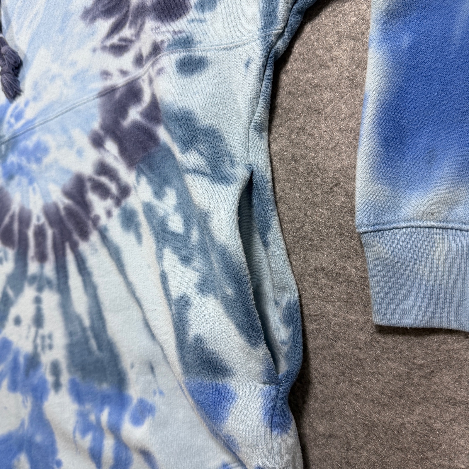 PINK Victorias Secret Sweatshirt Womens S Blue Tie Dye Mock Neck Drawstring Boxy thumbnail 9