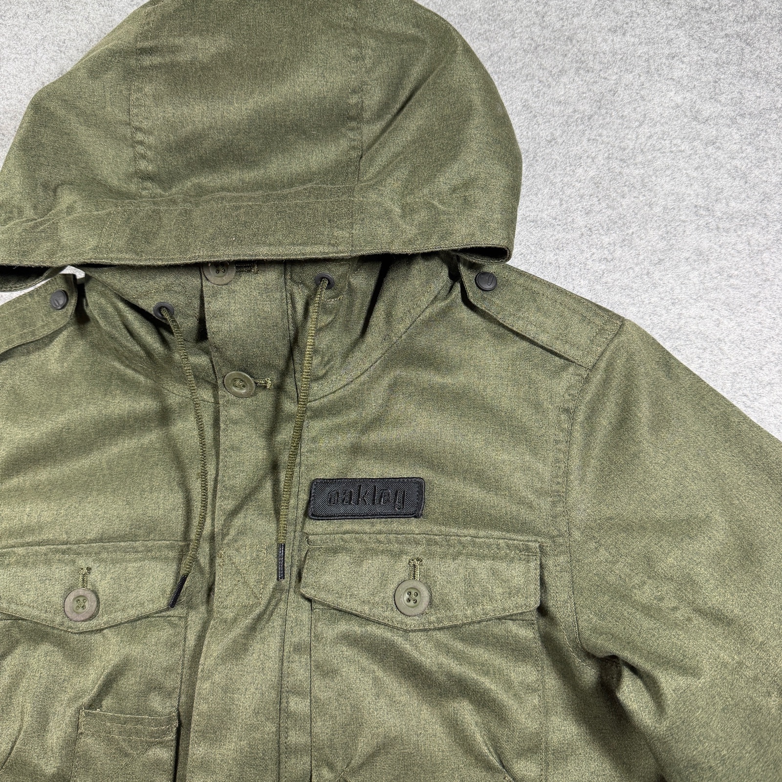 Oakley Field Jacket Mens S/P Olive Green Hooded Faux Fur Trim Military Sherpa thumbnail 5
