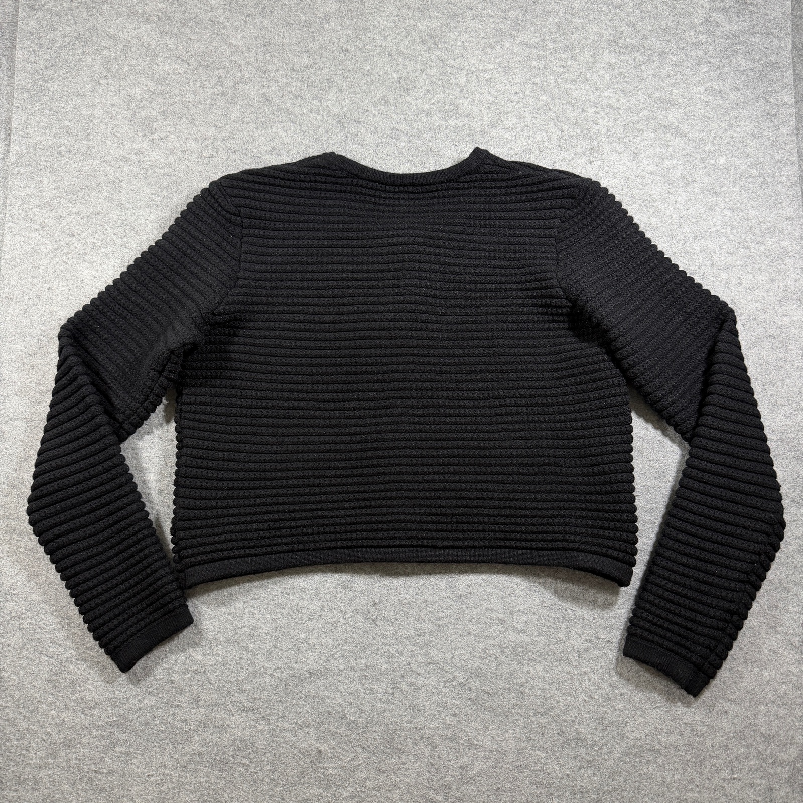 Joie Cardigan Sweater Womens L Black Ribbed Knit Crop Boxy Gold Button Preppy thumbnail 2