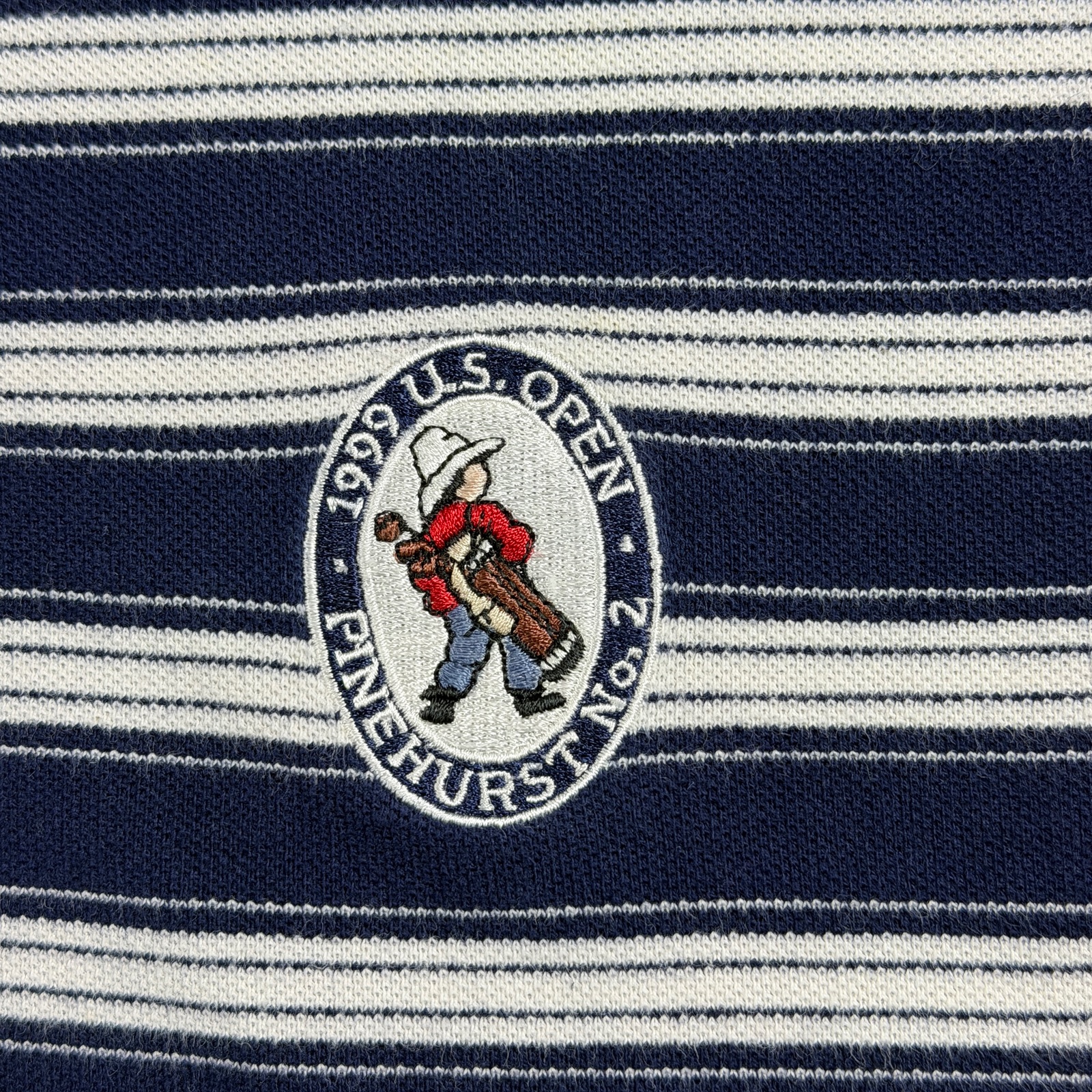 Vintage Polo Ralph Lauren Golf Polo Mens M Navy Striped 1999 US Open Pinehurst thumbnail 5