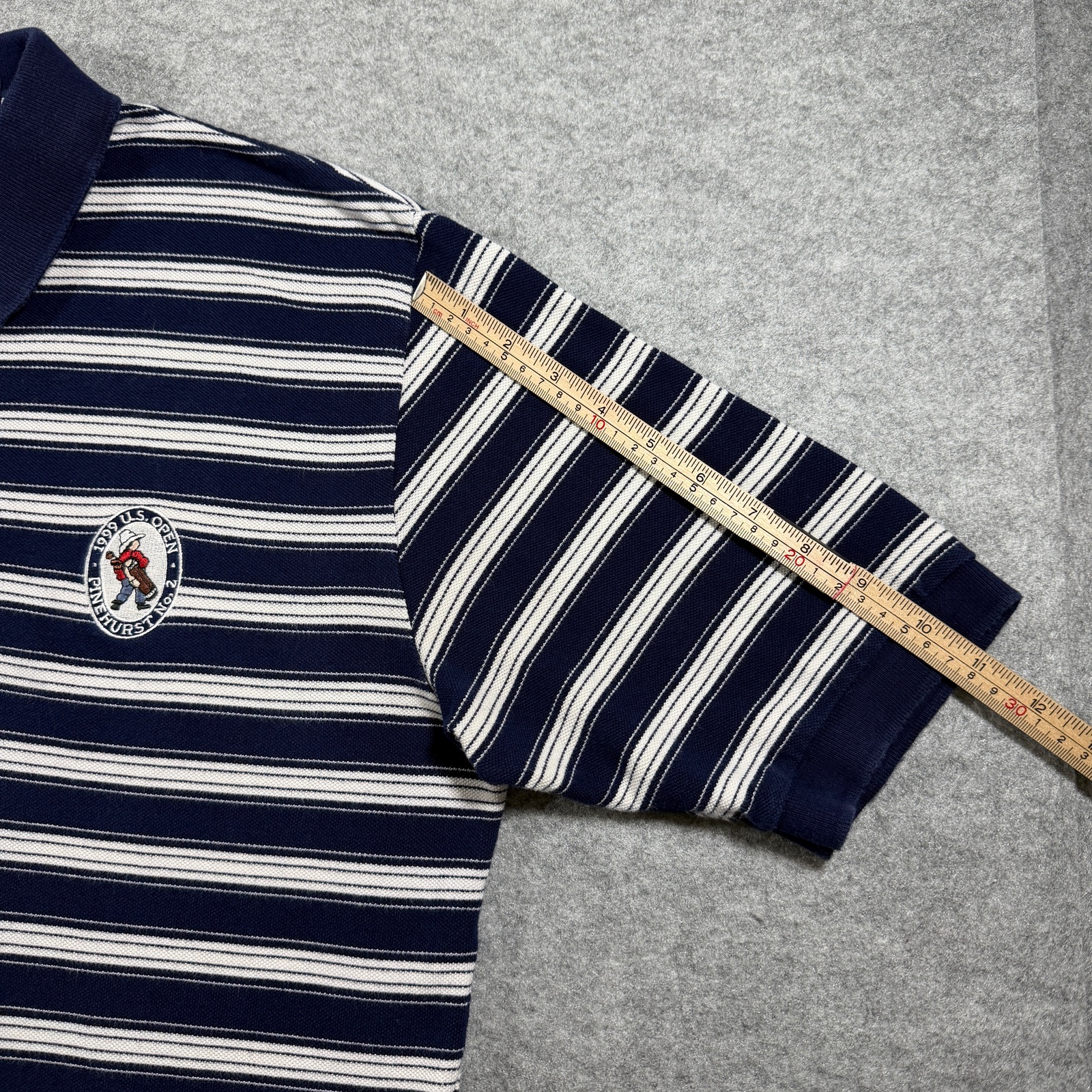 Vintage Polo Ralph Lauren Golf Polo Mens M Navy Striped 1999 US Open Pinehurst thumbnail 8
