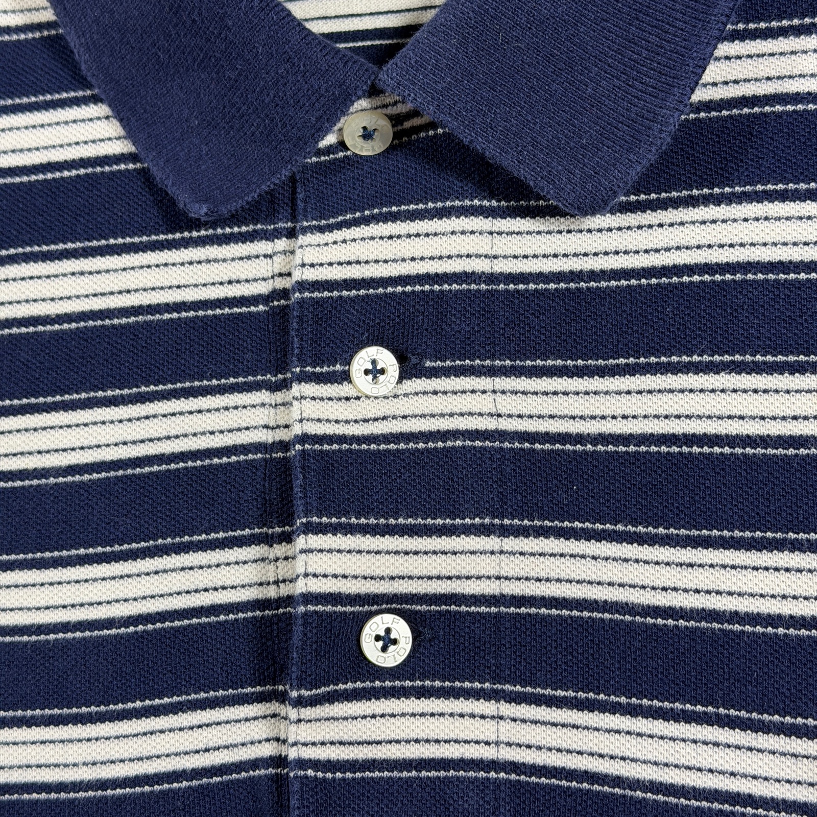 Vintage Polo Ralph Lauren Golf Polo Mens M Navy Striped 1999 US Open Pinehurst thumbnail 10