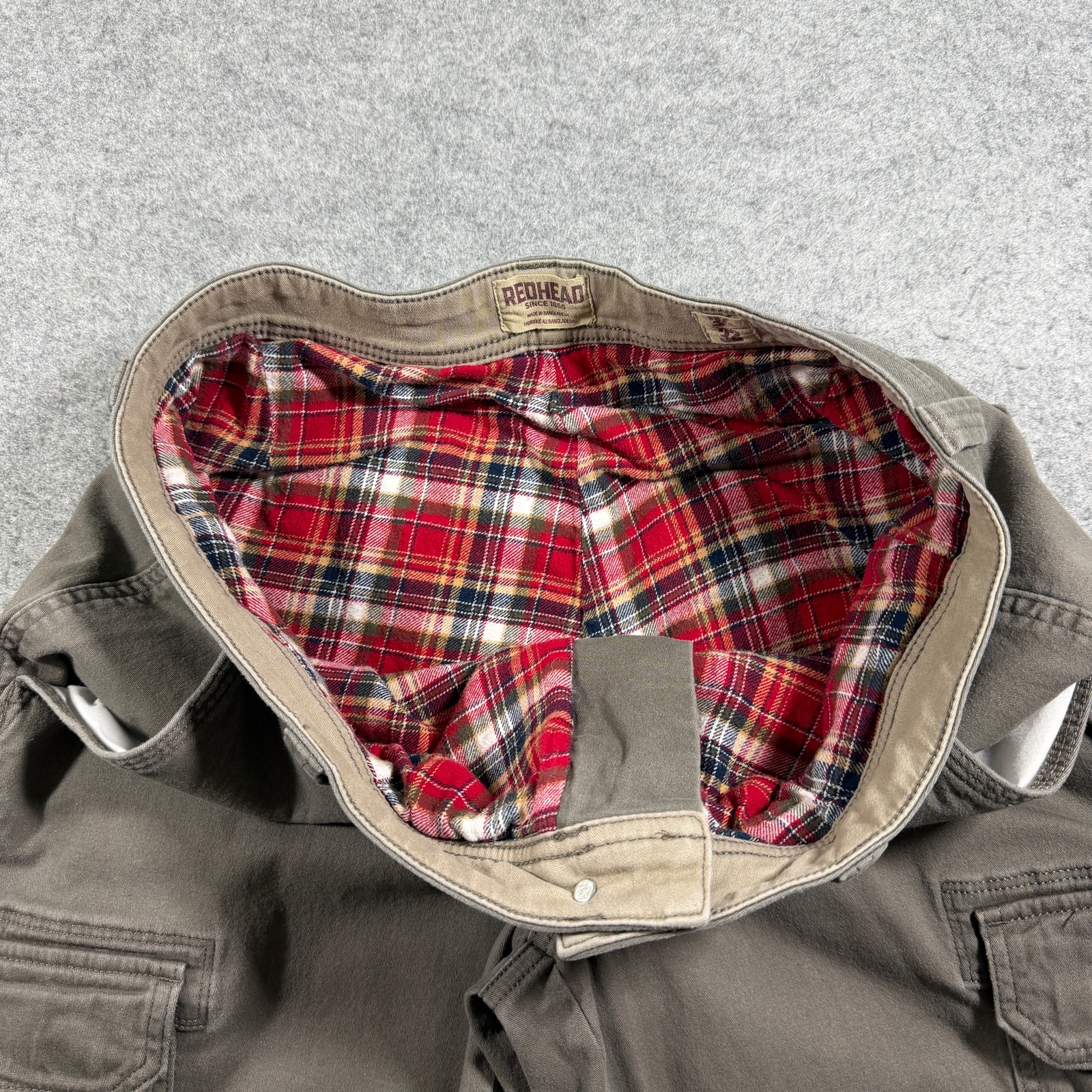 RedHead Cargo Pants Mens 34x32 Gray Flannel Lined Fleece Outdoor Hunting Hiking thumbnail 6