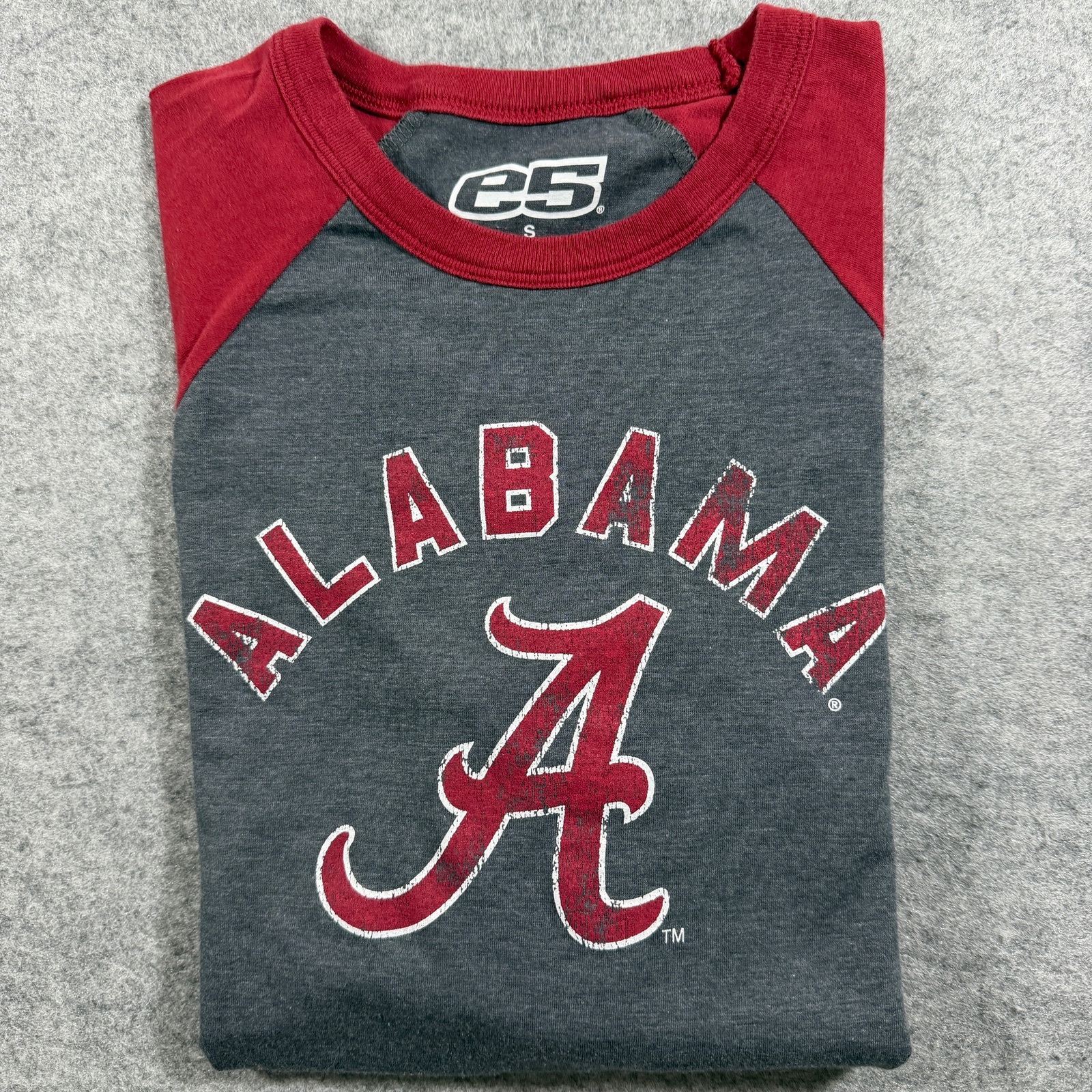 Alabama Crimson Tide Raglan T Shirt Womens S Gray Red 3/4 Sleeve NCAA SEC Sport thumbnail 3
