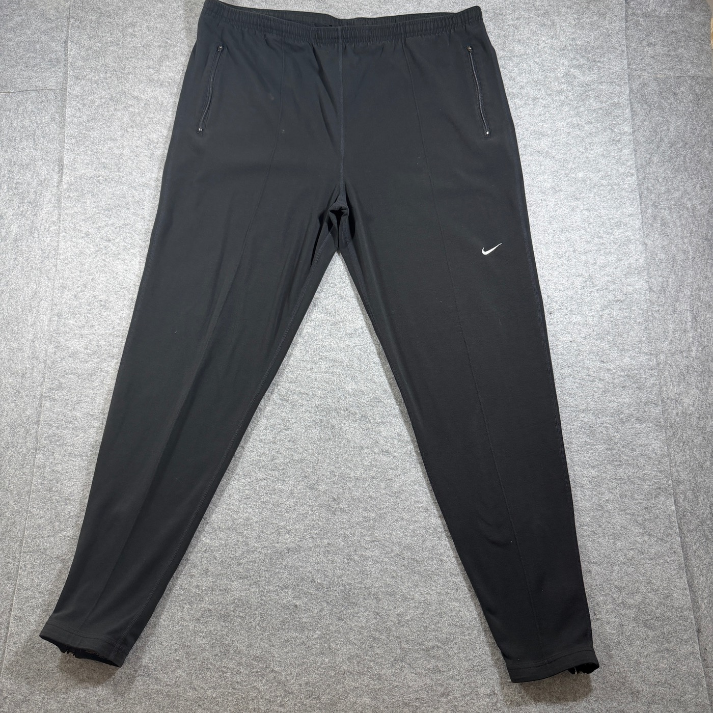 Nike Sweatpants Mens L Black Tapered Zip Pockets Drawstring Athletic Zip Ankles
