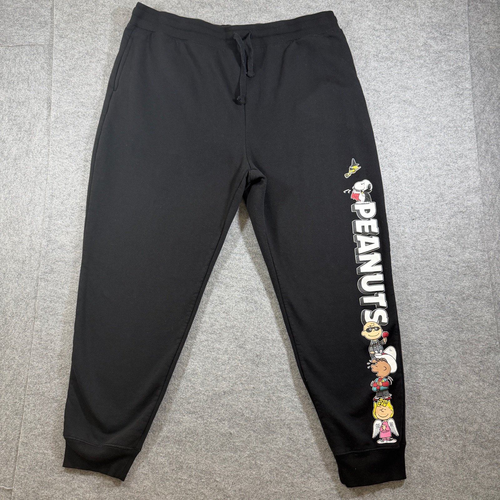 Peanuts Joggers Mens XXXL Black Halloween Graphic Sweatpants Cotton Blend