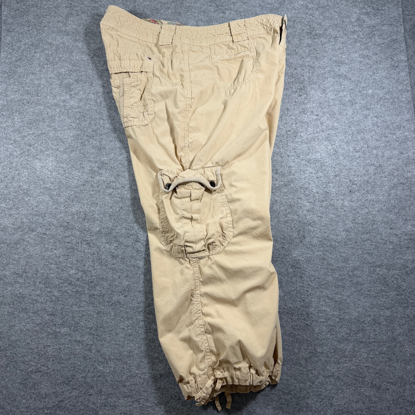 VTG Tommy Hilfiger Cargo Capri Pants Womens 12 Khaki Cotton Cropped Embroidered thumbnail 13