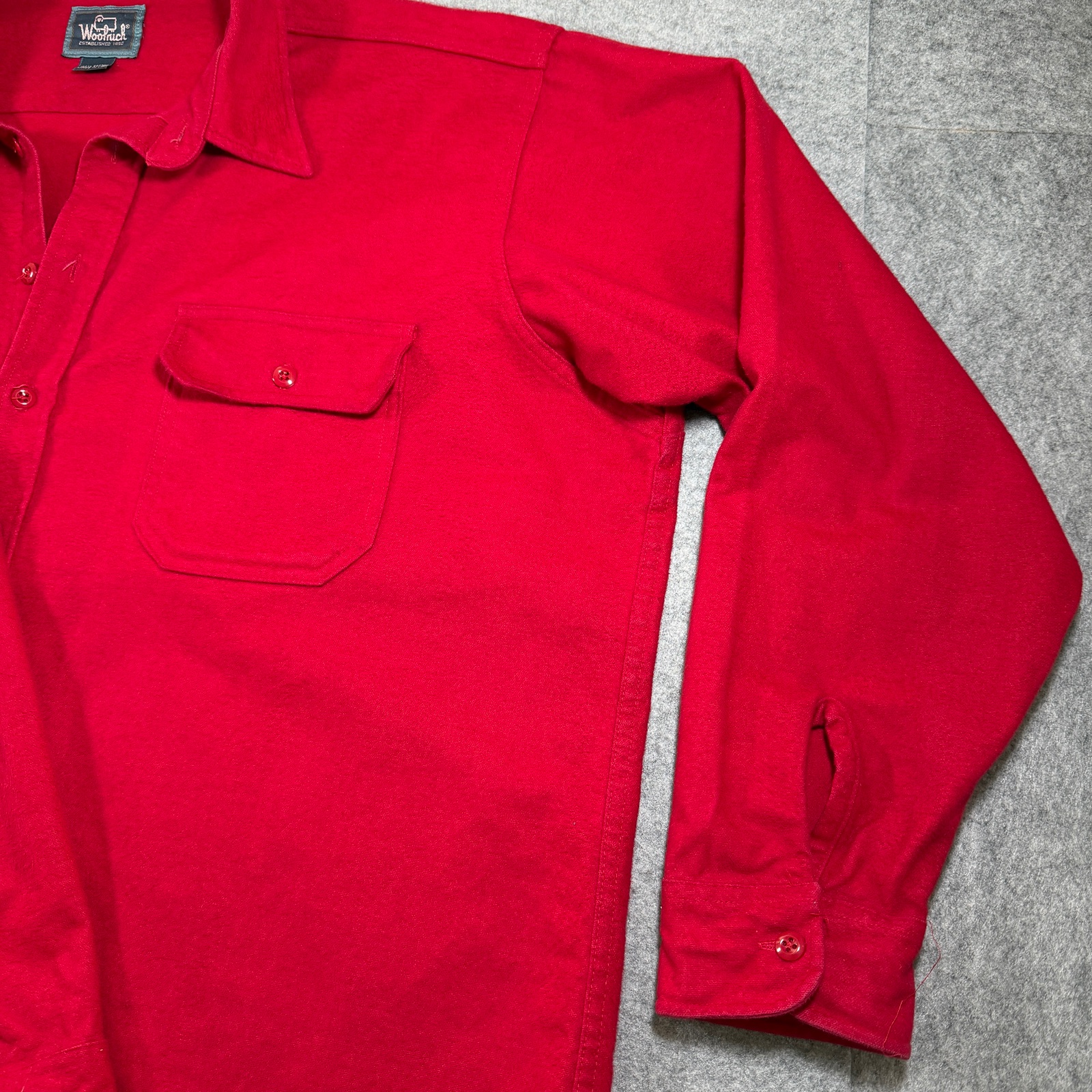 Vintage Woolrich Chamois Shirt Mens 3XL Red Button Up USA Made 80s 90s Pockets thumbnail 5