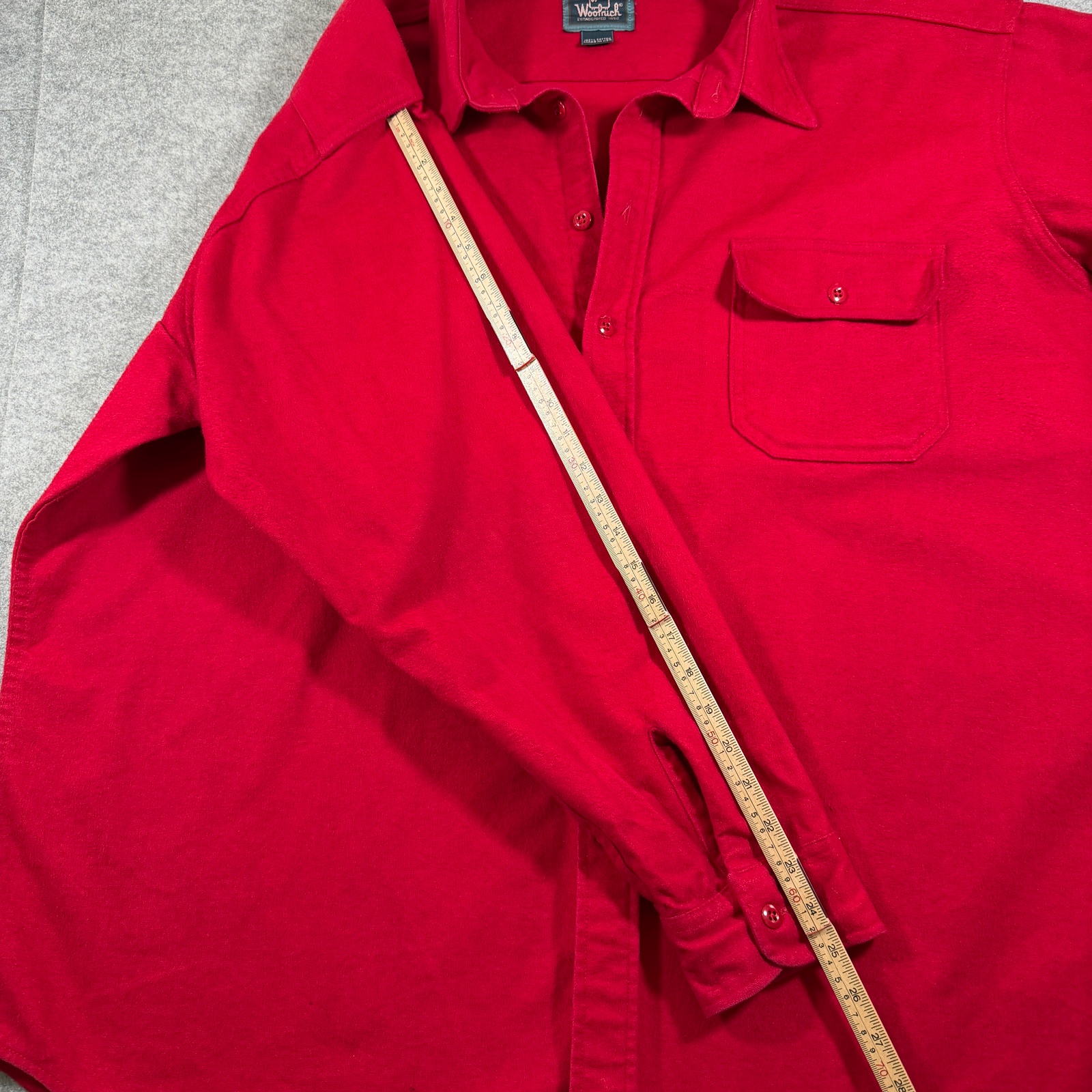 Vintage Woolrich Chamois Shirt Mens 3XL Red Button Up USA Made 80s 90s Pockets thumbnail 7