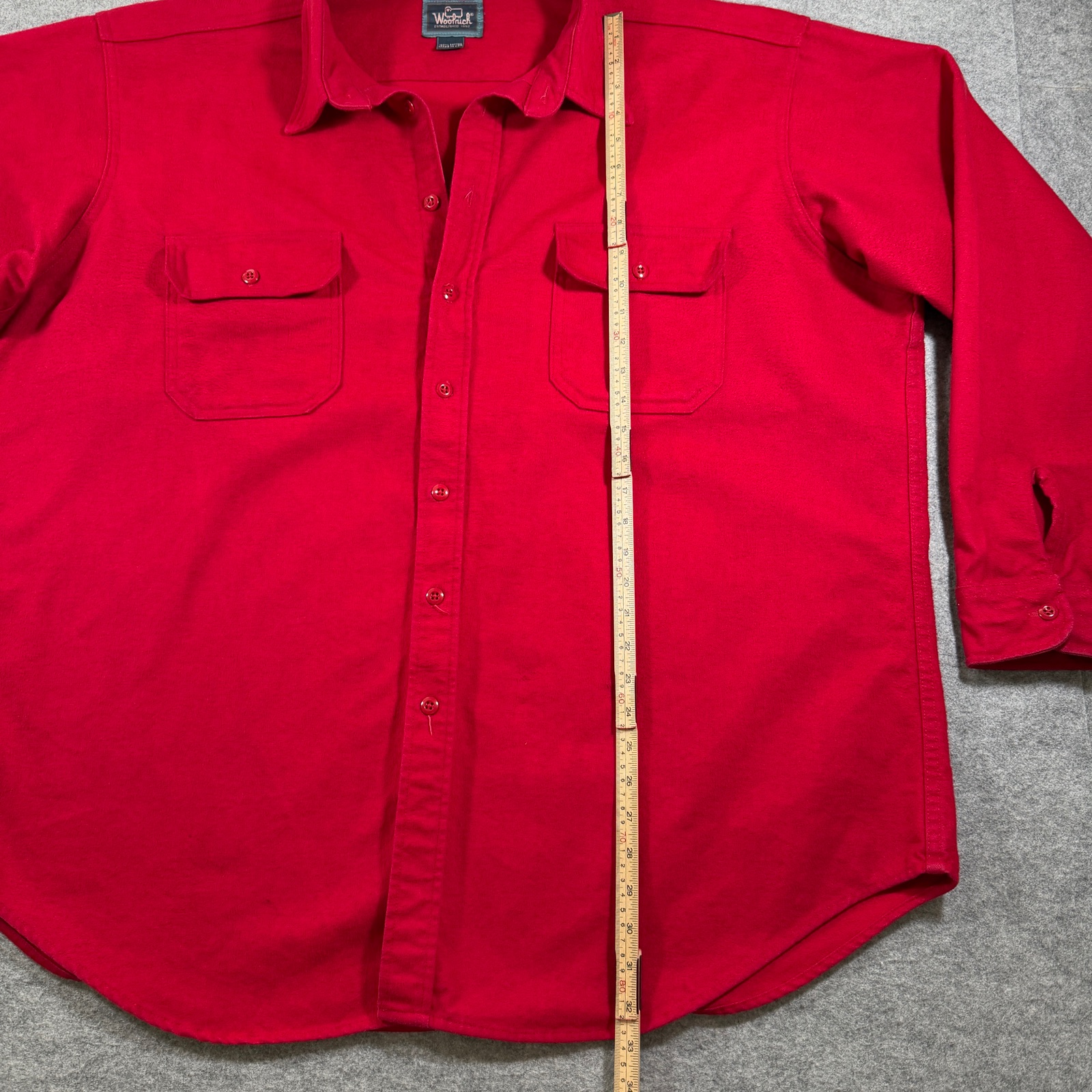 Vintage Woolrich Chamois Shirt Mens 3XL Red Button Up USA Made 80s 90s Pockets thumbnail 8