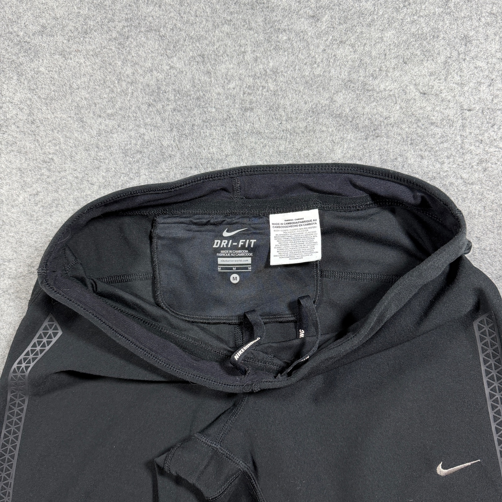 Nike Dri-FIT Running Tights Women M Black Reflective Ankle Zip Pocket Drawstring thumbnail 5