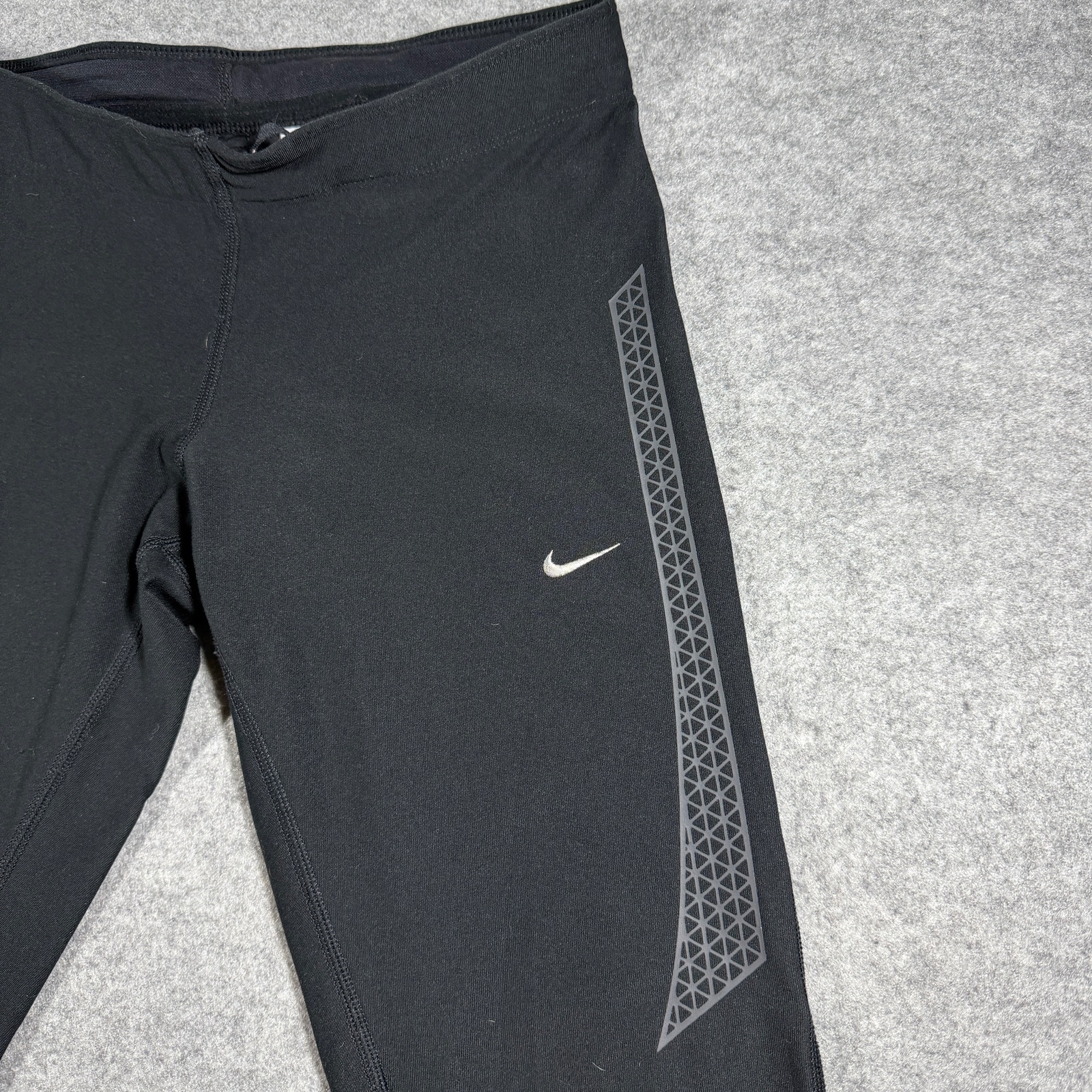 Nike Dri-FIT Running Tights Women M Black Reflective Ankle Zip Pocket Drawstring thumbnail 9
