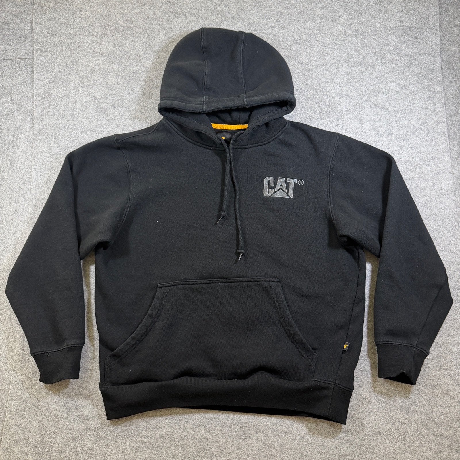 CAT Caterpillar Hoodie Mens M Black Heavyweight Fleece Workwear Embroidered Logo