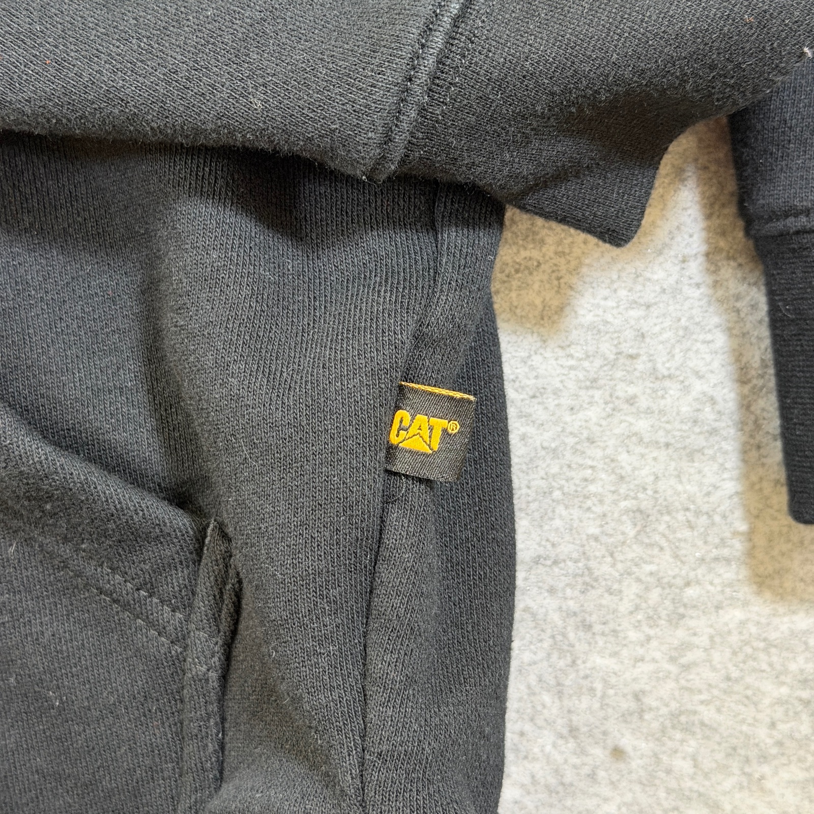 CAT Caterpillar Hoodie Mens M Black Heavyweight Fleece Workwear Embroidered Logo thumbnail 5