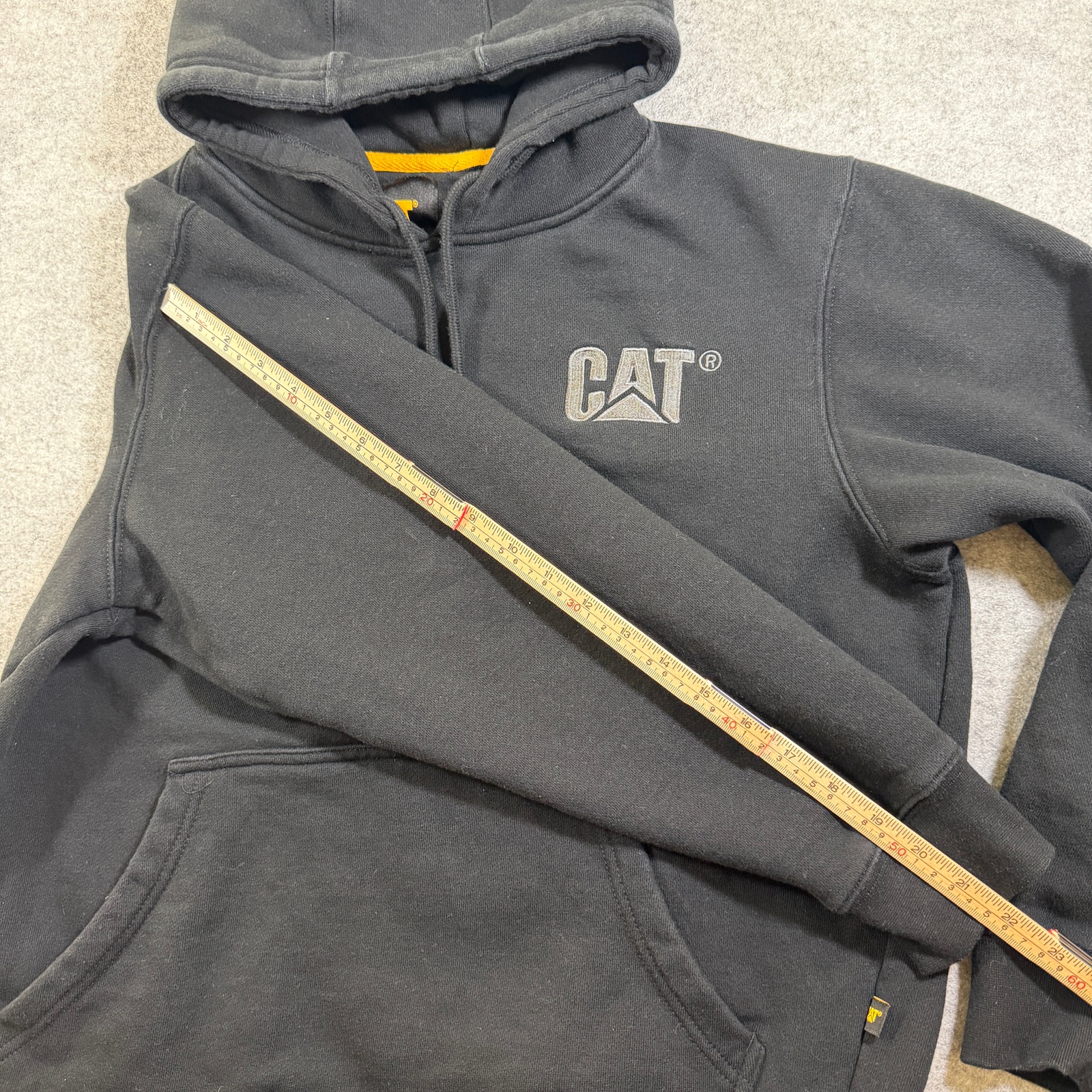 CAT Caterpillar Hoodie Mens M Black Heavyweight Fleece Workwear Embroidered Logo thumbnail 8