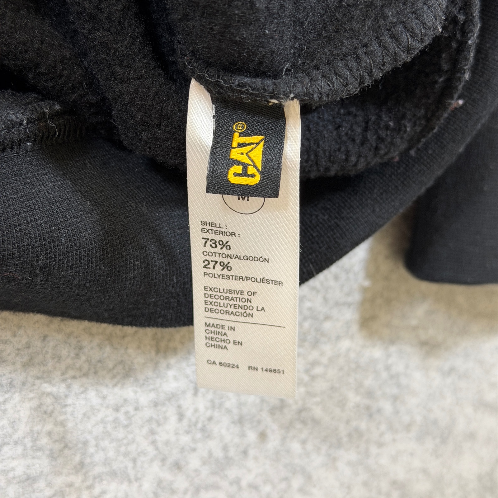 CAT Caterpillar Hoodie Mens M Black Heavyweight Fleece Workwear Embroidered Logo thumbnail 9