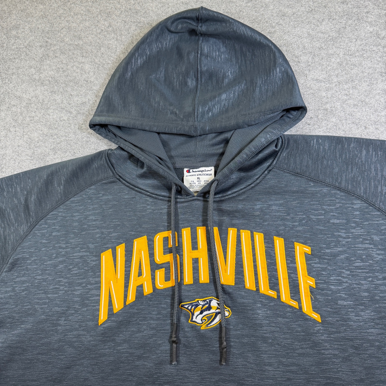 Champion Nashville Predators Hoodie Mens XL Heather Gray NHL Fleece Pullover thumbnail 3