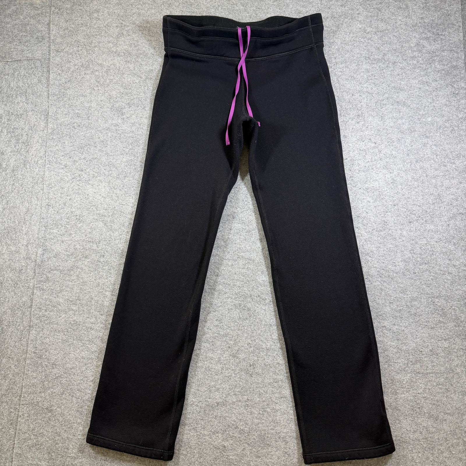 L.L.Bean Fleece Lined Leggings Womens M Black Yoga Stretch Drawstring Zip Pocket