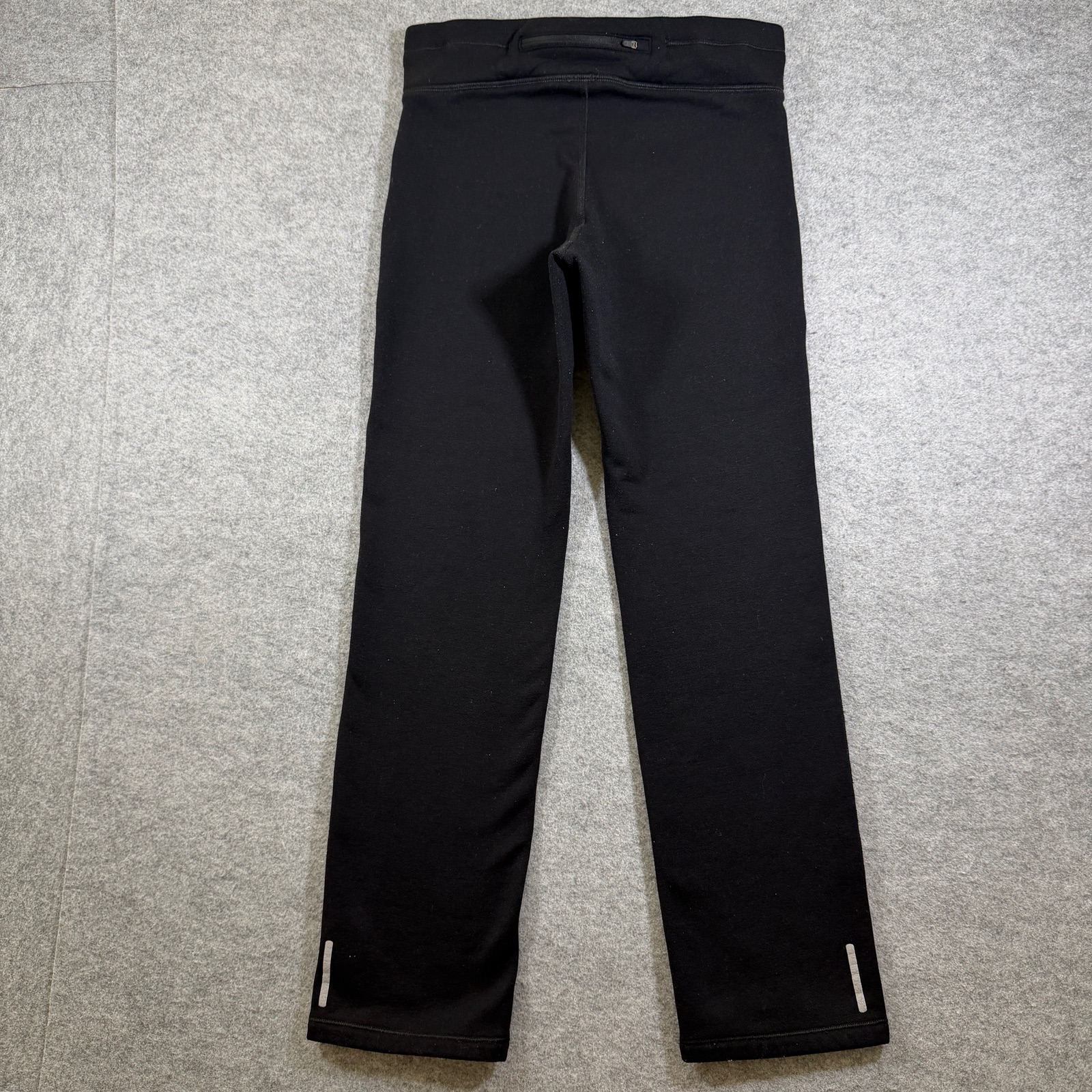 L.L.Bean Fleece Lined Leggings Womens M Black Yoga Stretch Drawstring Zip Pocket thumbnail 2