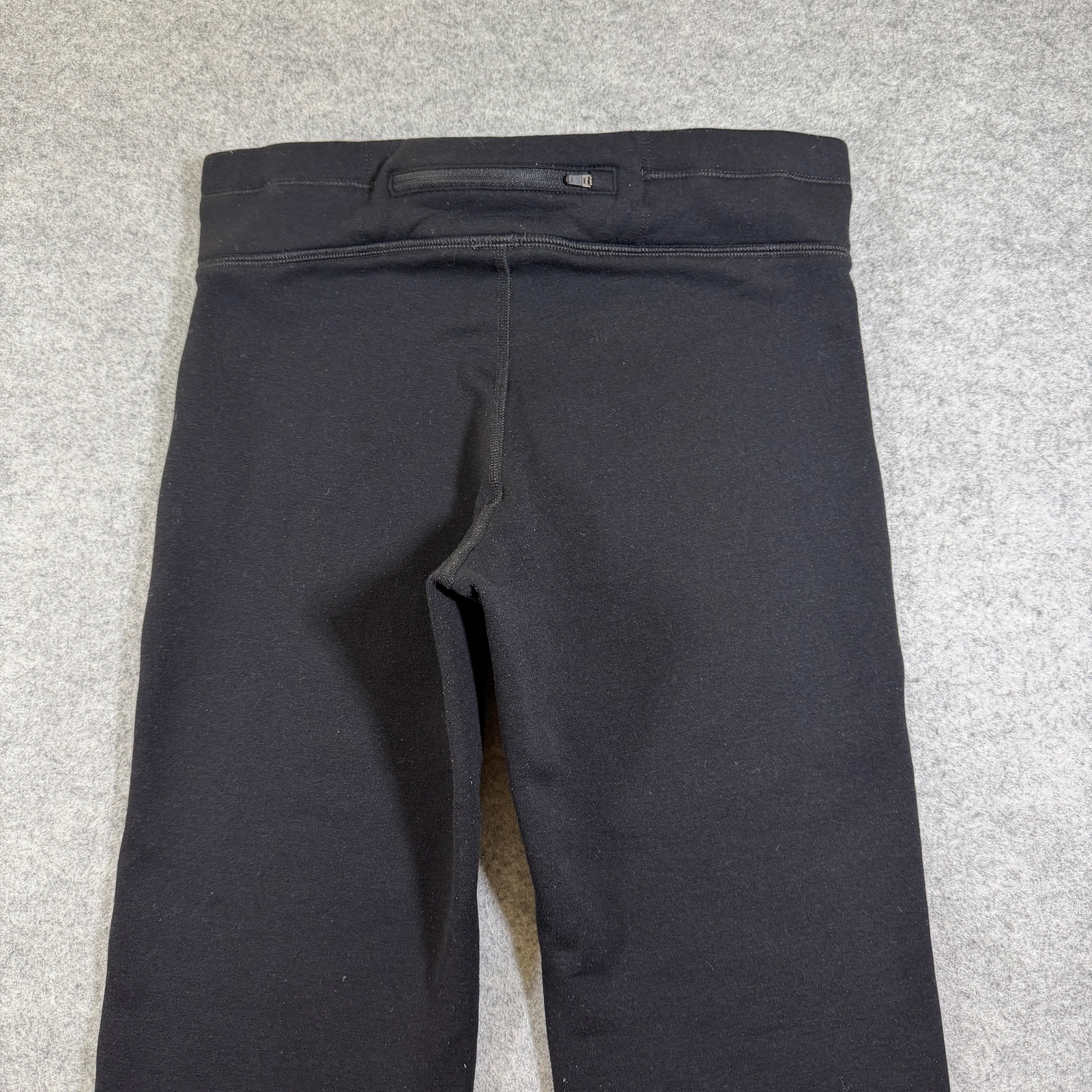 L.L.Bean Fleece Lined Leggings Womens M Black Yoga Stretch Drawstring Zip Pocket thumbnail 3