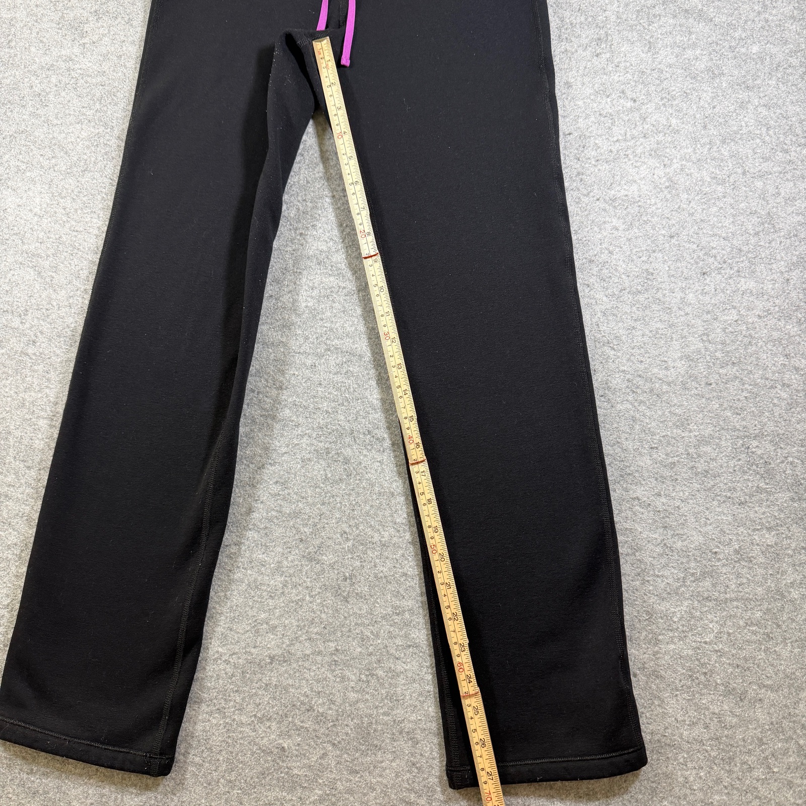 L.L.Bean Fleece Lined Leggings Womens M Black Yoga Stretch Drawstring Zip Pocket thumbnail 5