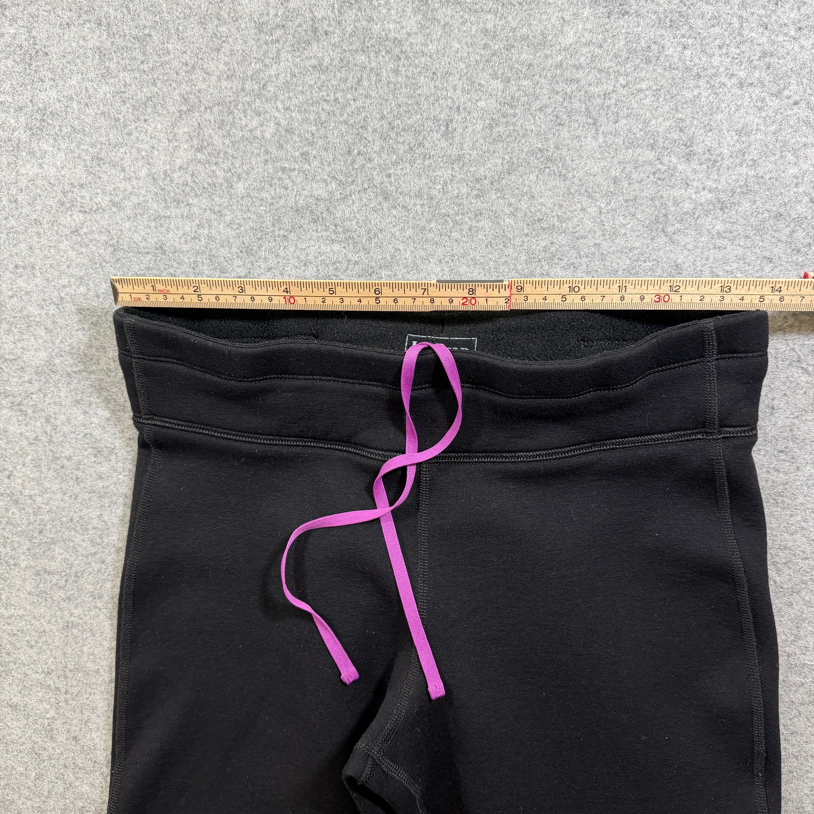 L.L.Bean Fleece Lined Leggings Womens M Black Yoga Stretch Drawstring Zip Pocket thumbnail 6