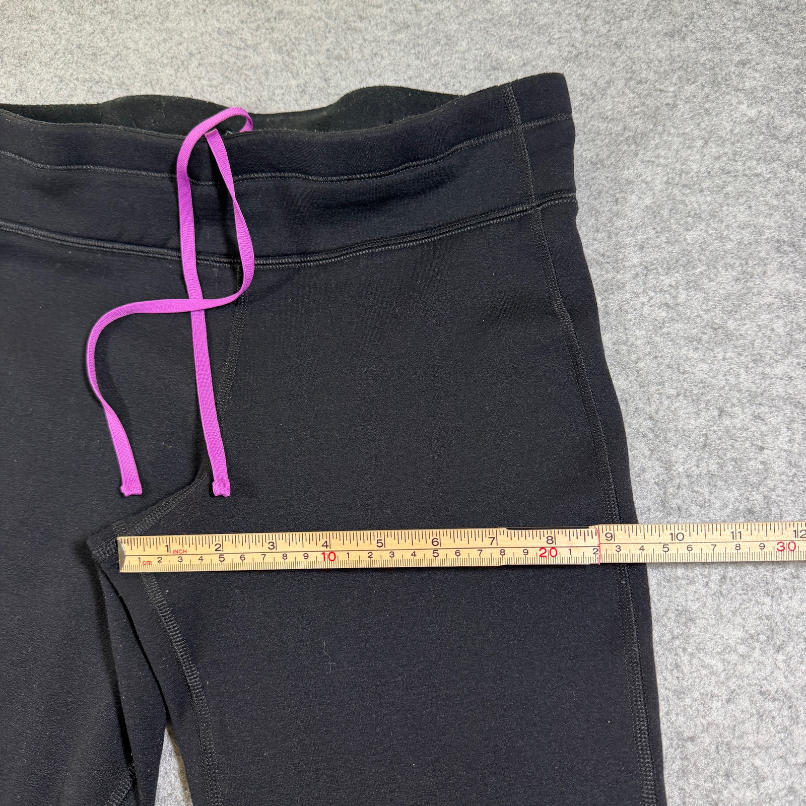 L.L.Bean Fleece Lined Leggings Womens M Black Yoga Stretch Drawstring Zip Pocket thumbnail 7