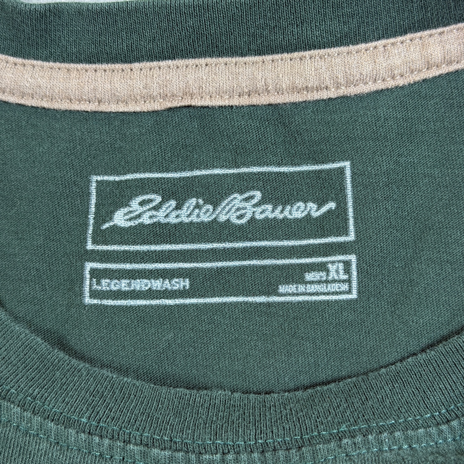 Eddie Bauer Long Sleeve T Shirt Mens XL Dark Green Cotton Crew Neck Logo Tab thumbnail 5