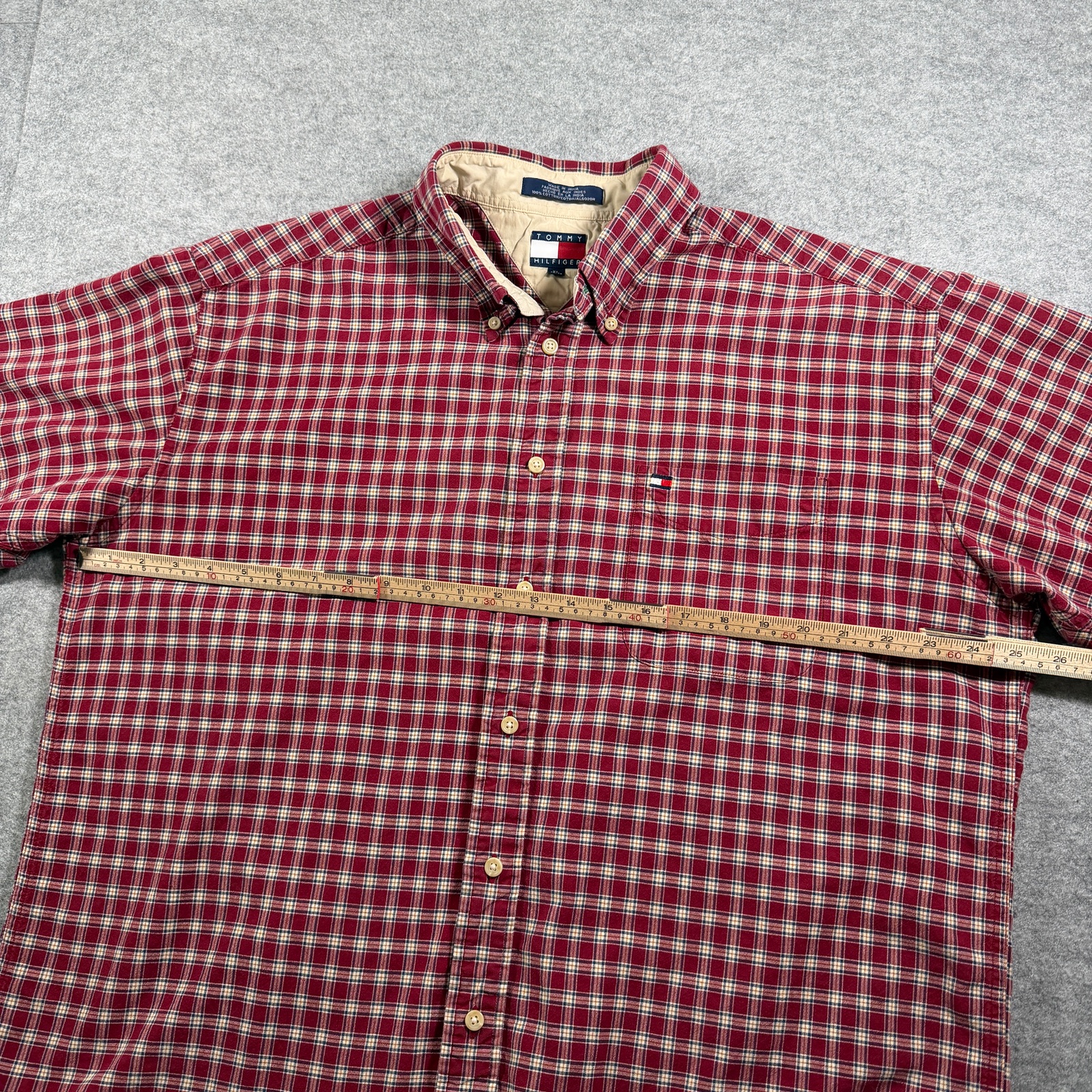 Vintage Y2K Tommy Hilfiger Shirt Mens XL Red Plaid Short Sleeve Button Up Preppy thumbnail 6