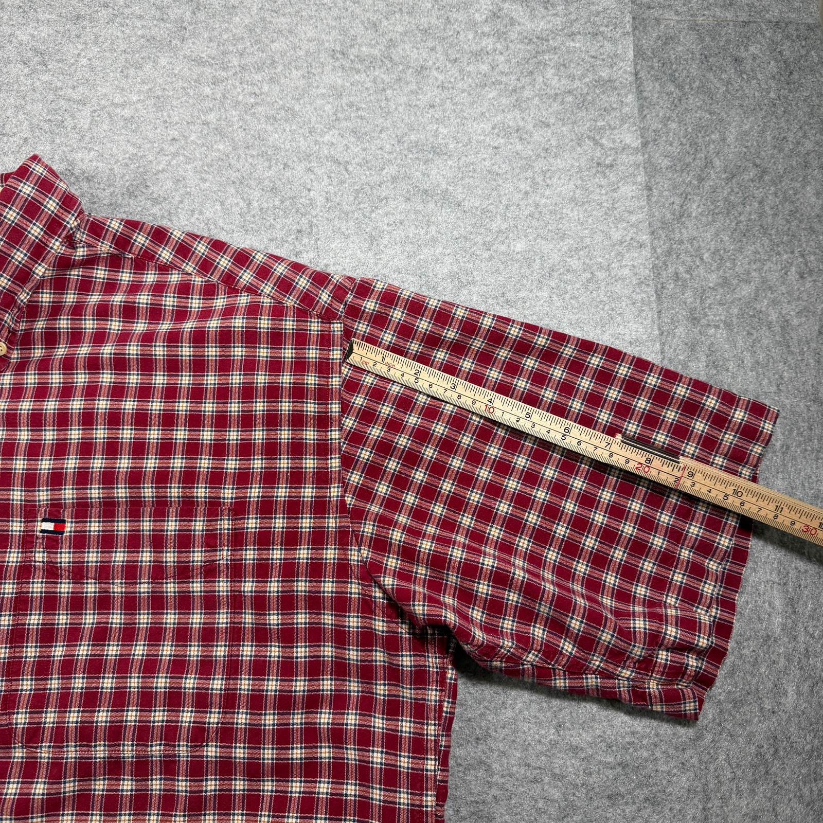 Vintage Y2K Tommy Hilfiger Shirt Mens XL Red Plaid Short Sleeve Button Up Preppy thumbnail 7