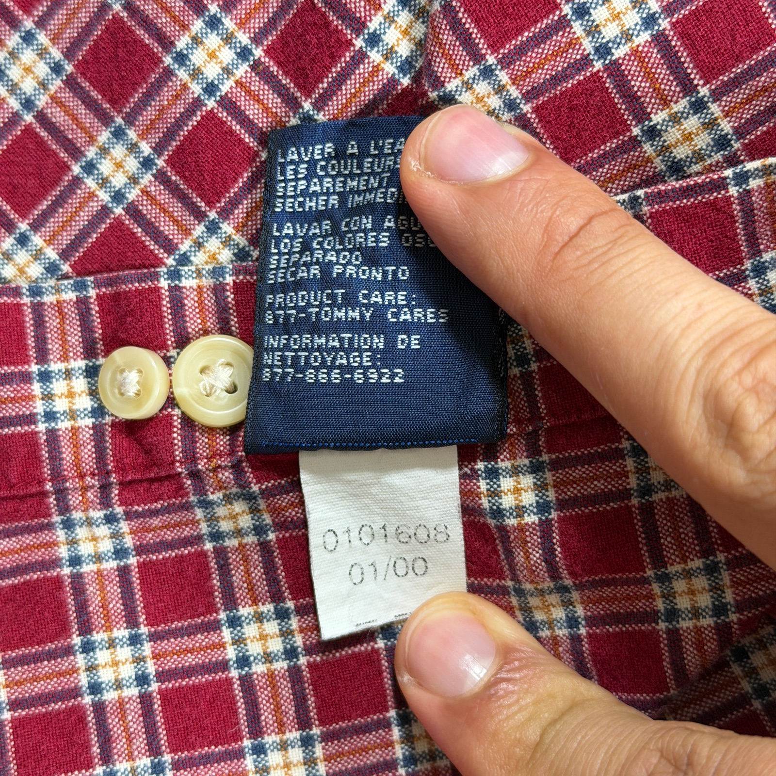Vintage Y2K Tommy Hilfiger Shirt Mens XL Red Plaid Short Sleeve Button Up Preppy thumbnail 9
