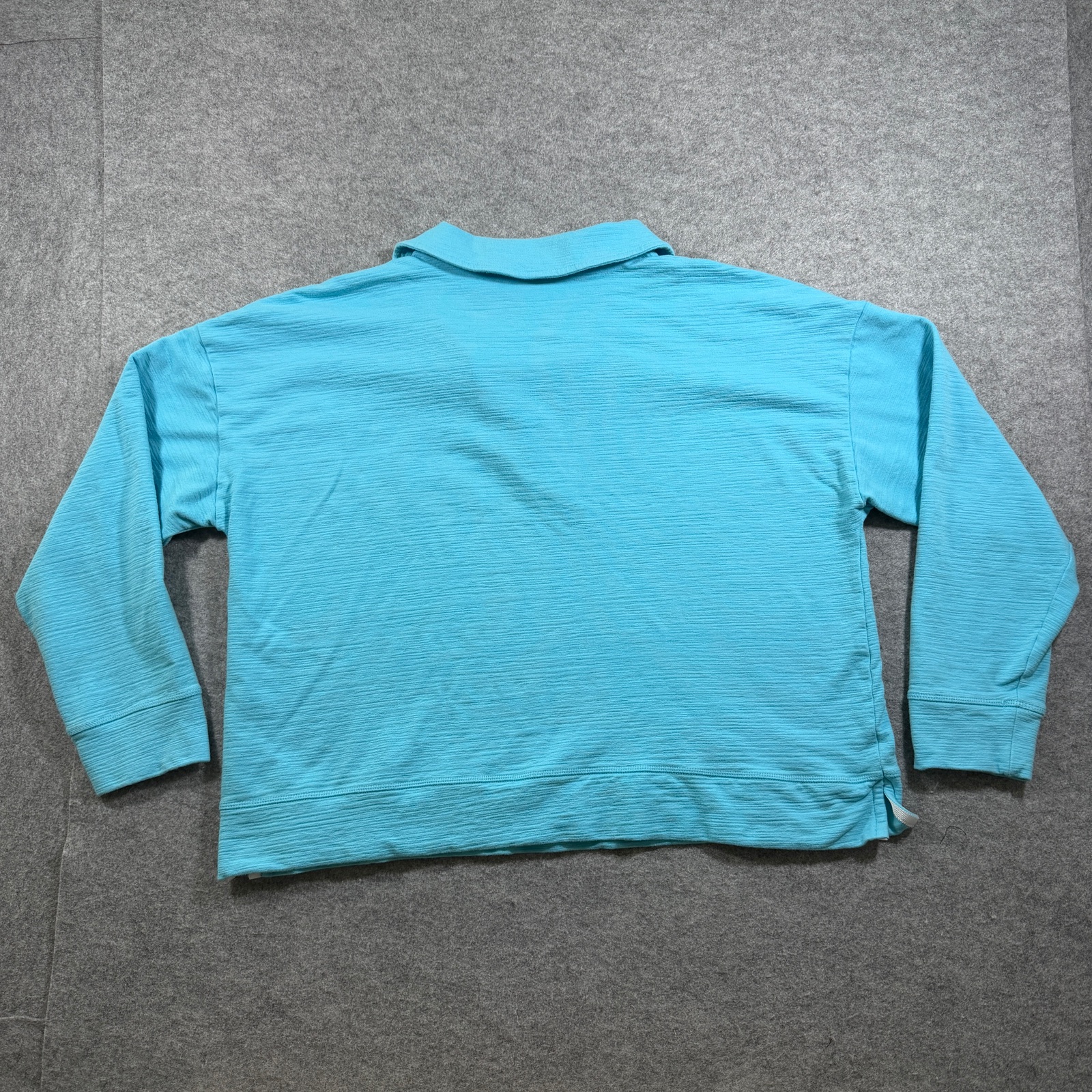 Talbots UPF 50+ Top Womens XL Turquoise French Terry Slub Knit V-Neck Stretch thumbnail 2